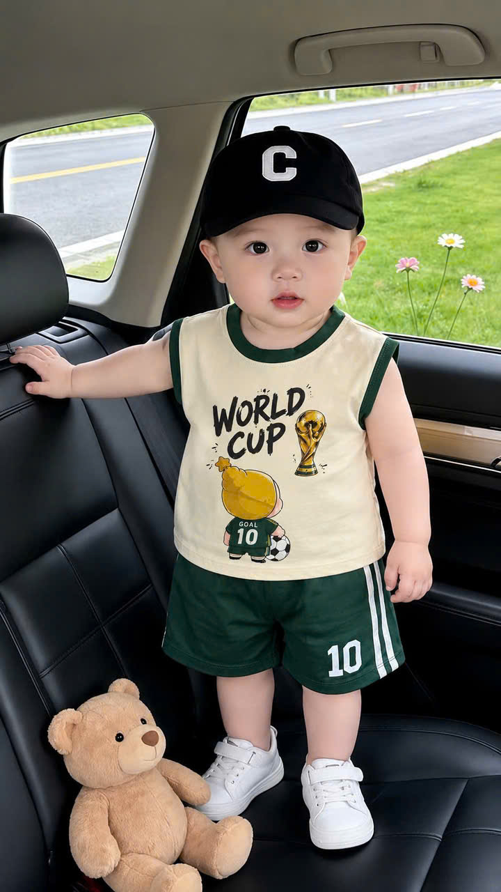 T335 - SET 3 BỘ ĐÙI BÉ TRAI BA LỖ WORLD CUP xanh đỏ be