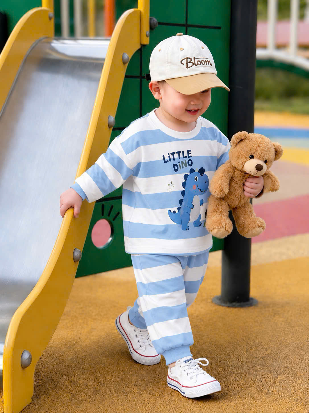 T373 - SET 2 BỘ BÉ TRAI DÀI KHỦNG LONG LITTLE xanh be
