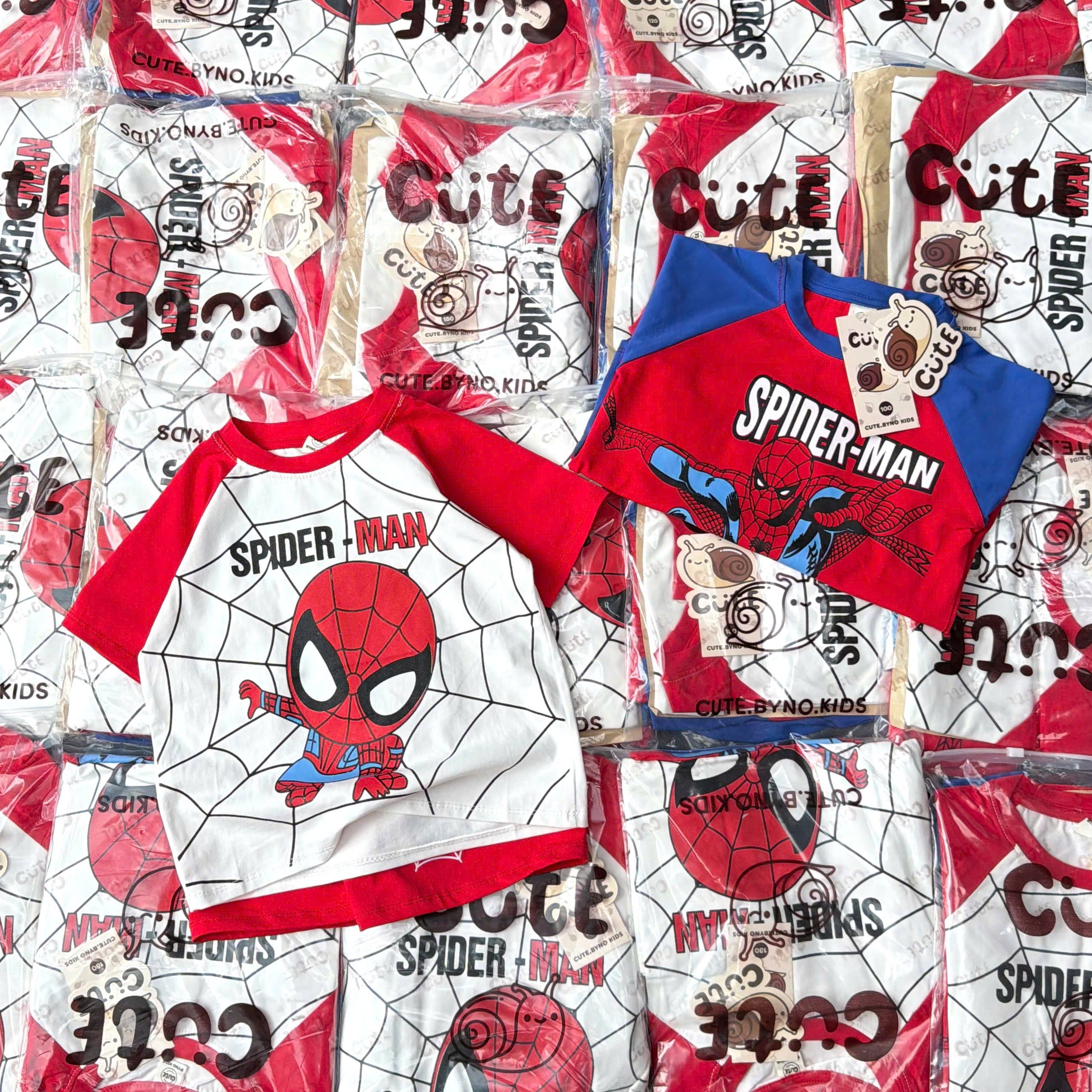 T375 - SET 2 BỘ ĐÙI BÉ TRAI SPIDERMAN đỏ trắng phối xanh