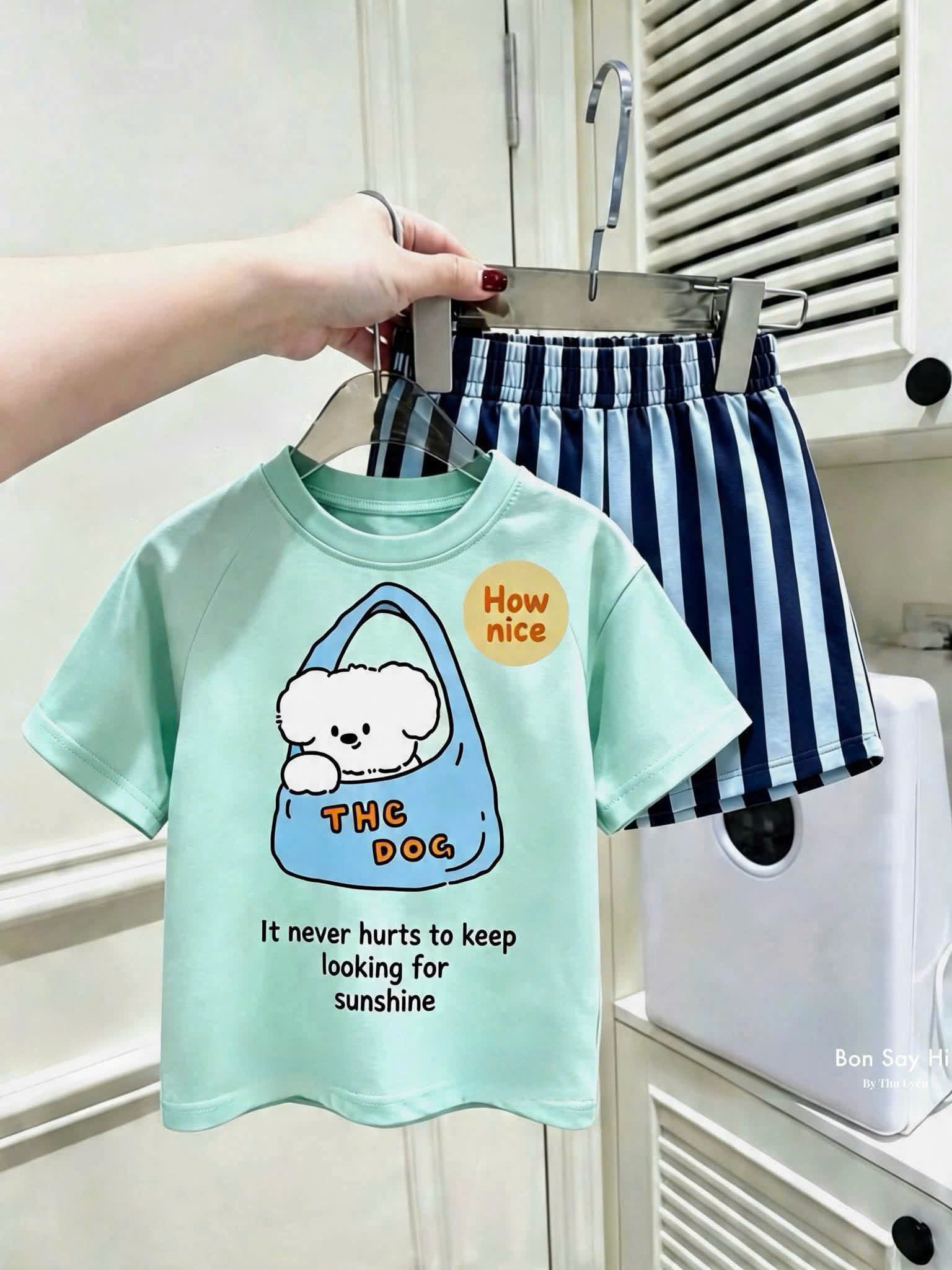 T387 - SET 2 BỘ ĐÙI BÉ TRAI ÁO PIZZA QUẦN KẺ đen xanh