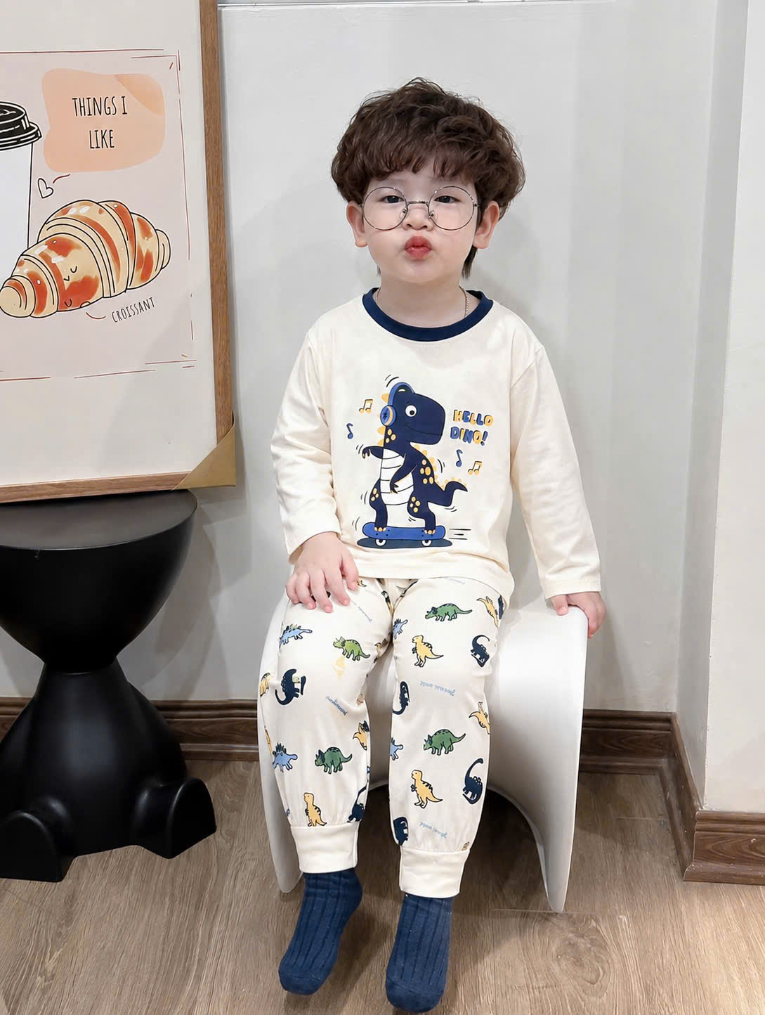 T411 - SET 2 BỘ BÉ TRAI DÀI TAY KHỦNG LONG HELLO DINO than be