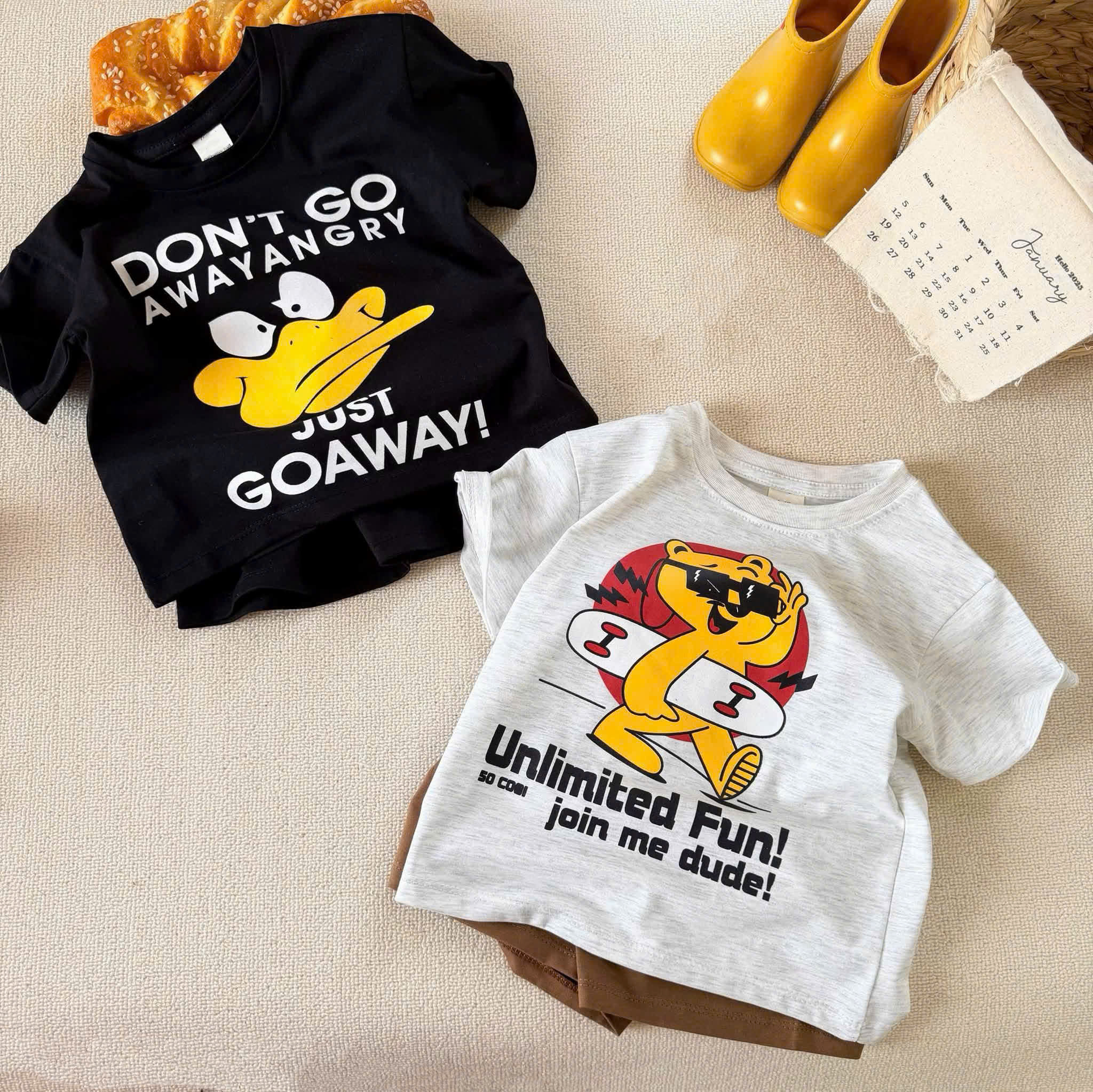 T429 - SET 3 BỘ ĐÙI BÉ TRAI HOẠT HÌNH GOAWAY đen xanh ghi