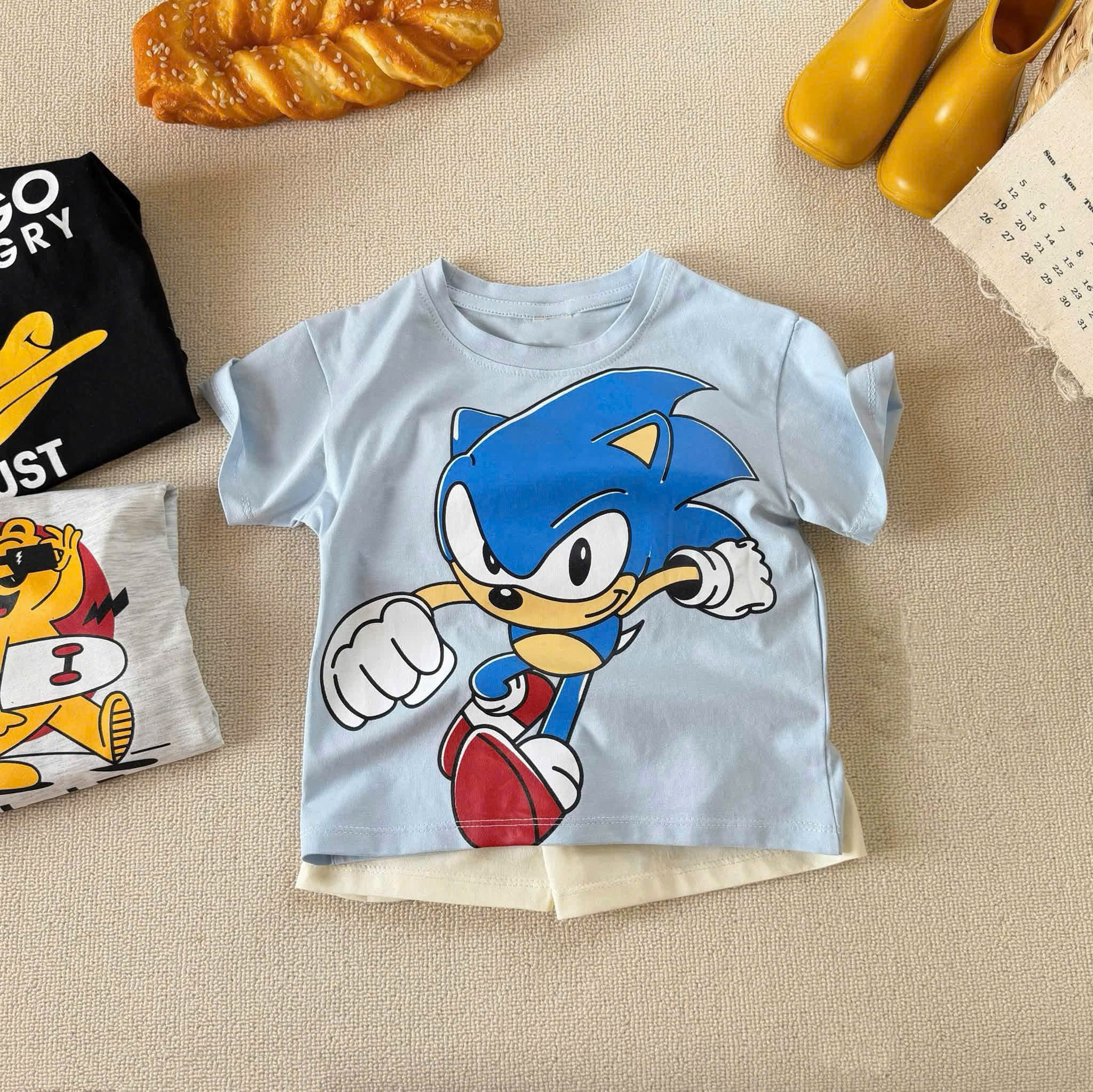 T429 - SET 3 BỘ ĐÙI BÉ TRAI HOẠT HÌNH GOAWAY đen xanh ghi