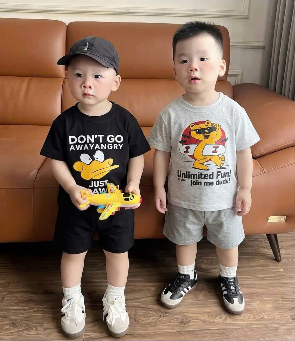 T429 - SET 3 BỘ ĐÙI BÉ TRAI HOẠT HÌNH GOAWAY đen xanh ghi