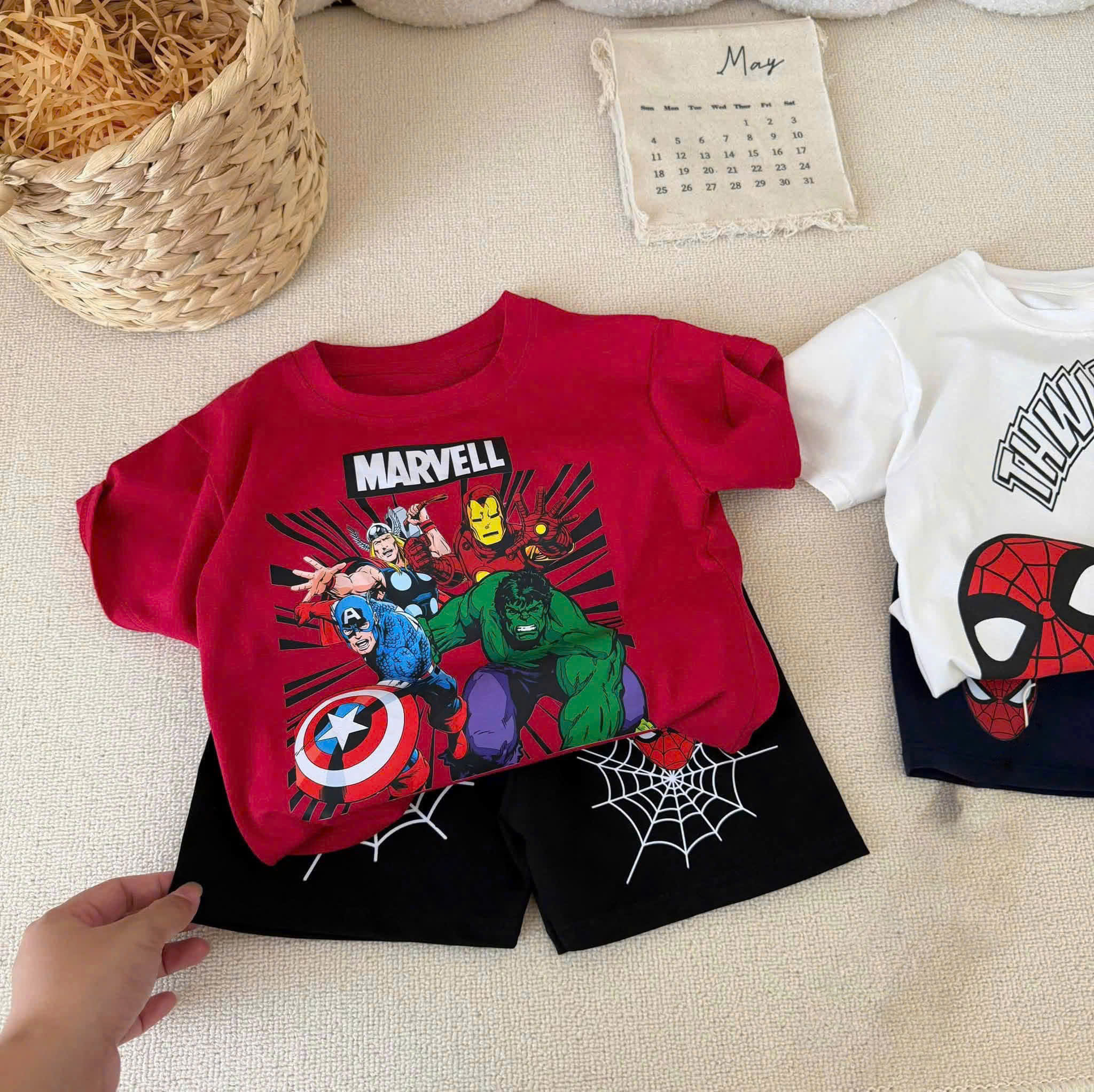T430 - SET 2 BỘ ĐÙI BÉ TRAI MARVEL THWIP đỏ trắng