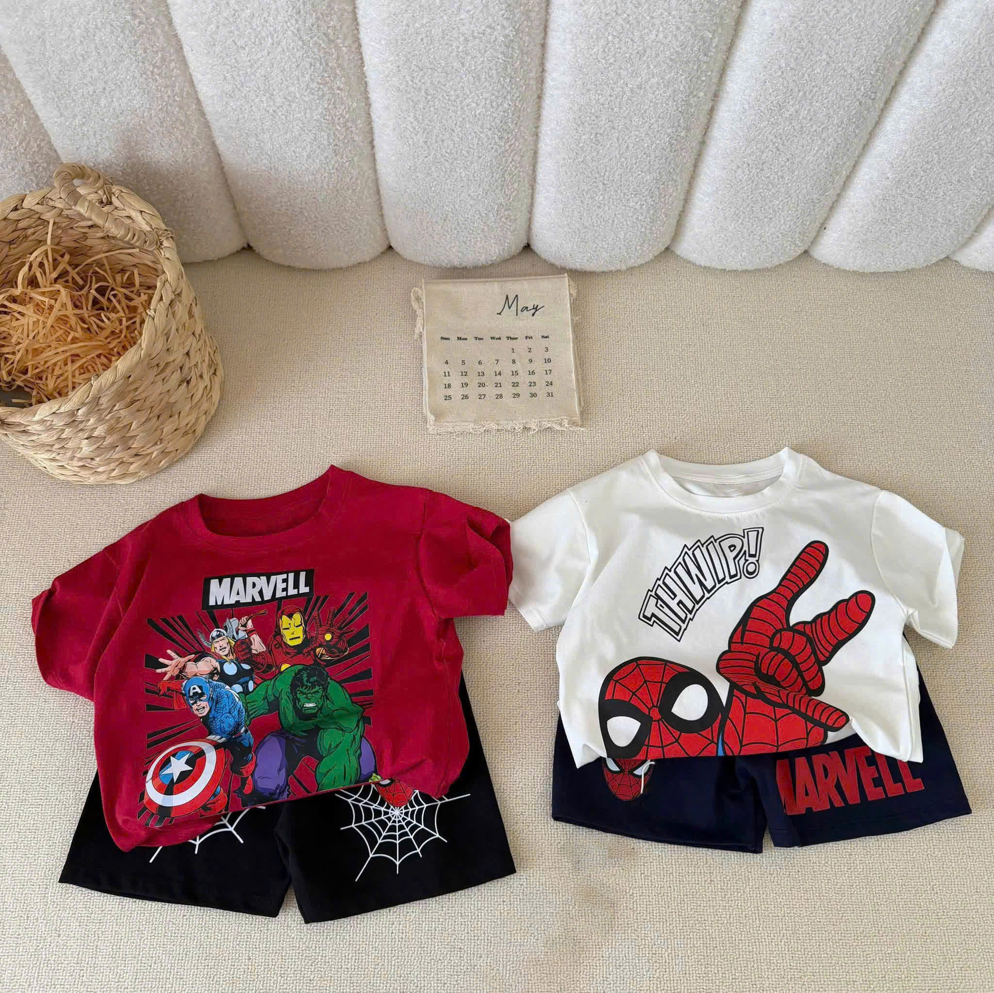 T430 - SET 2 BỘ ĐÙI BÉ TRAI MARVEL THWIP đỏ trắng