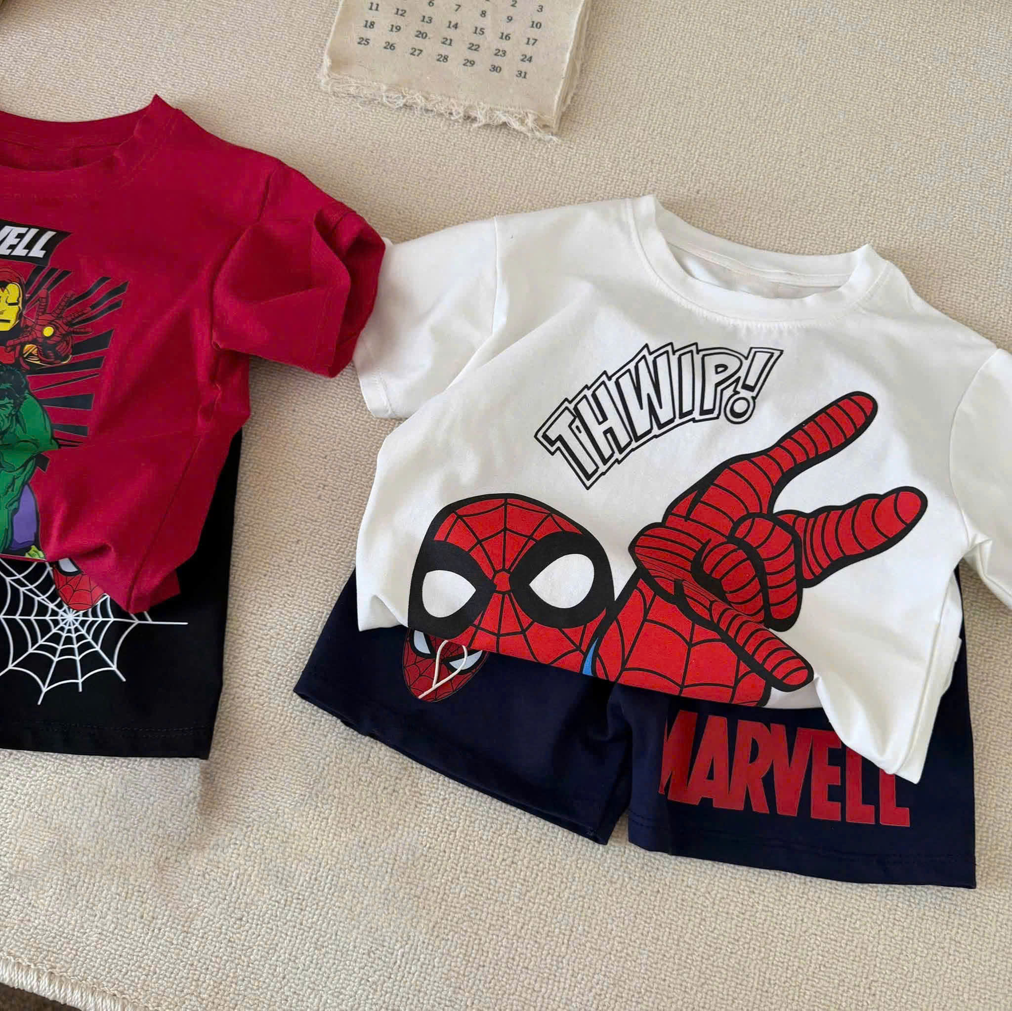 T430 - SET 2 BỘ ĐÙI BÉ TRAI MARVEL THWIP đỏ trắng