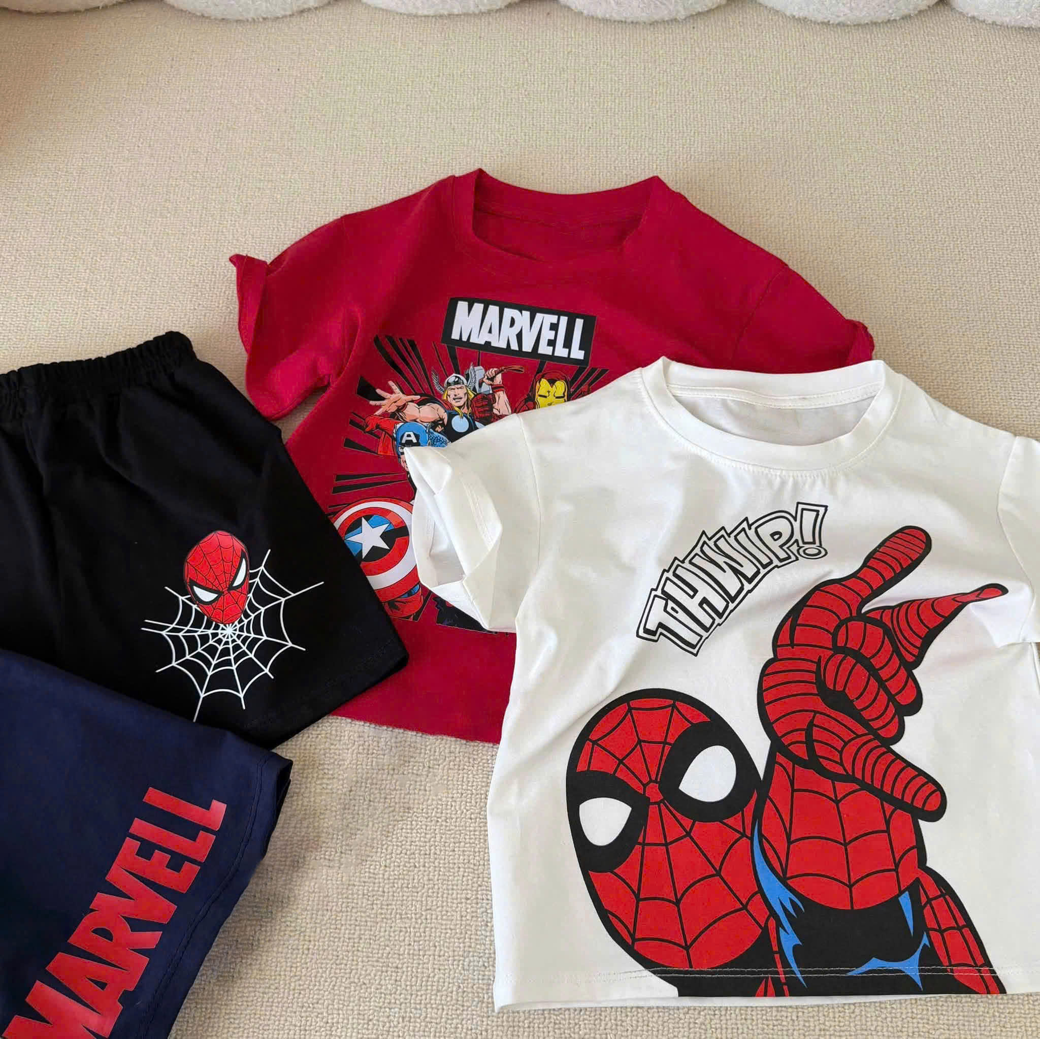 T430 - SET 2 BỘ ĐÙI BÉ TRAI MARVEL THWIP đỏ trắng