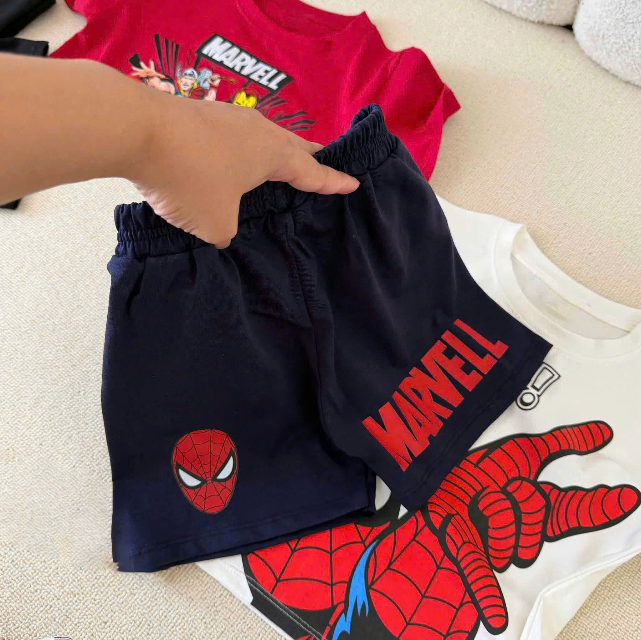 T430 - SET 2 BỘ ĐÙI BÉ TRAI MARVEL THWIP đỏ trắng
