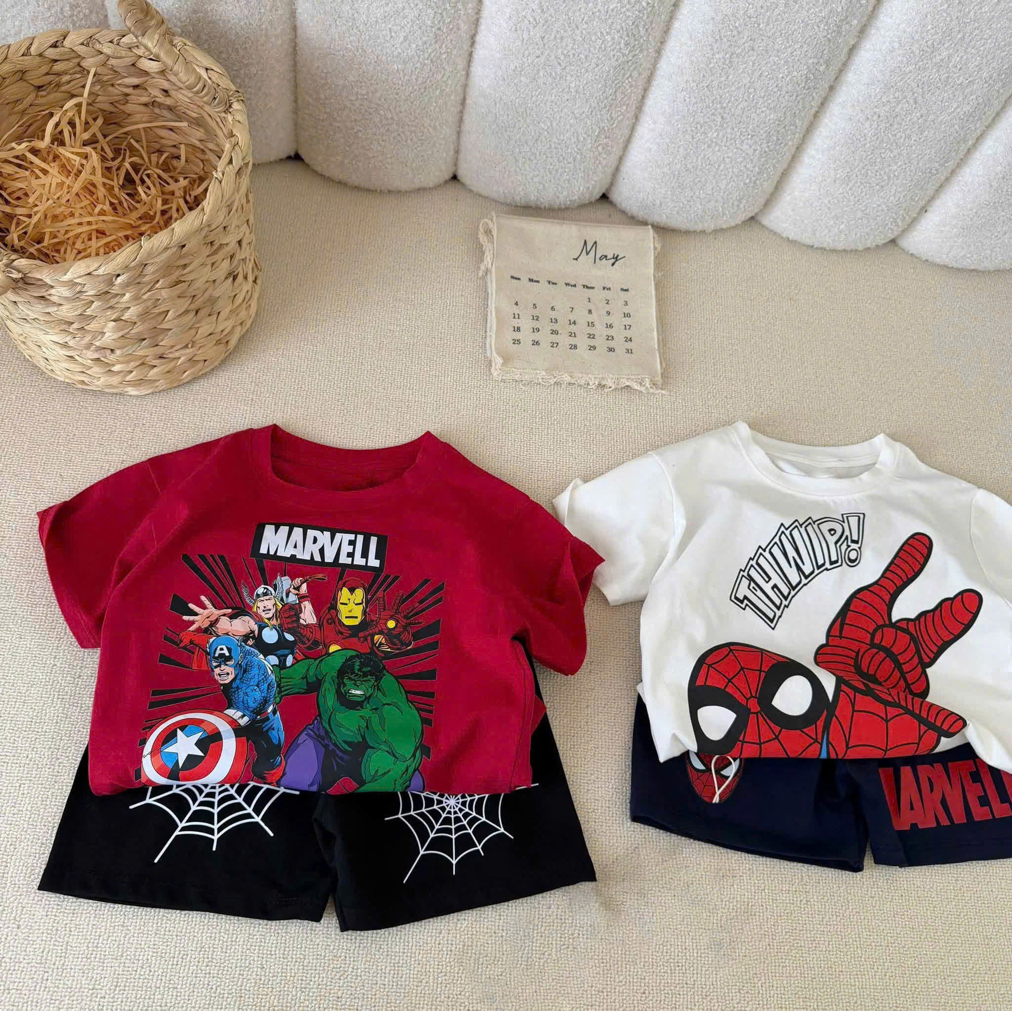 T430 - SET 2 BỘ ĐÙI BÉ TRAI MARVEL THWIP đỏ trắng