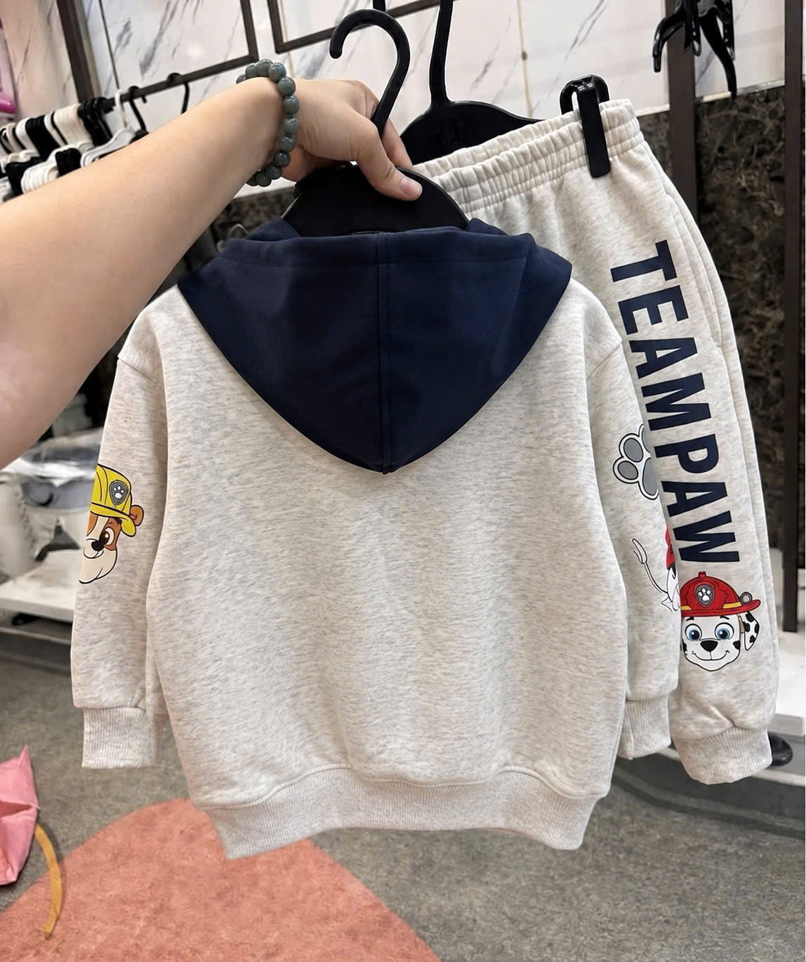 T434 - BỘ NỈ DƯ BÉ TRAI HOODIE MŨ THAN CHÓ TEAM PAW