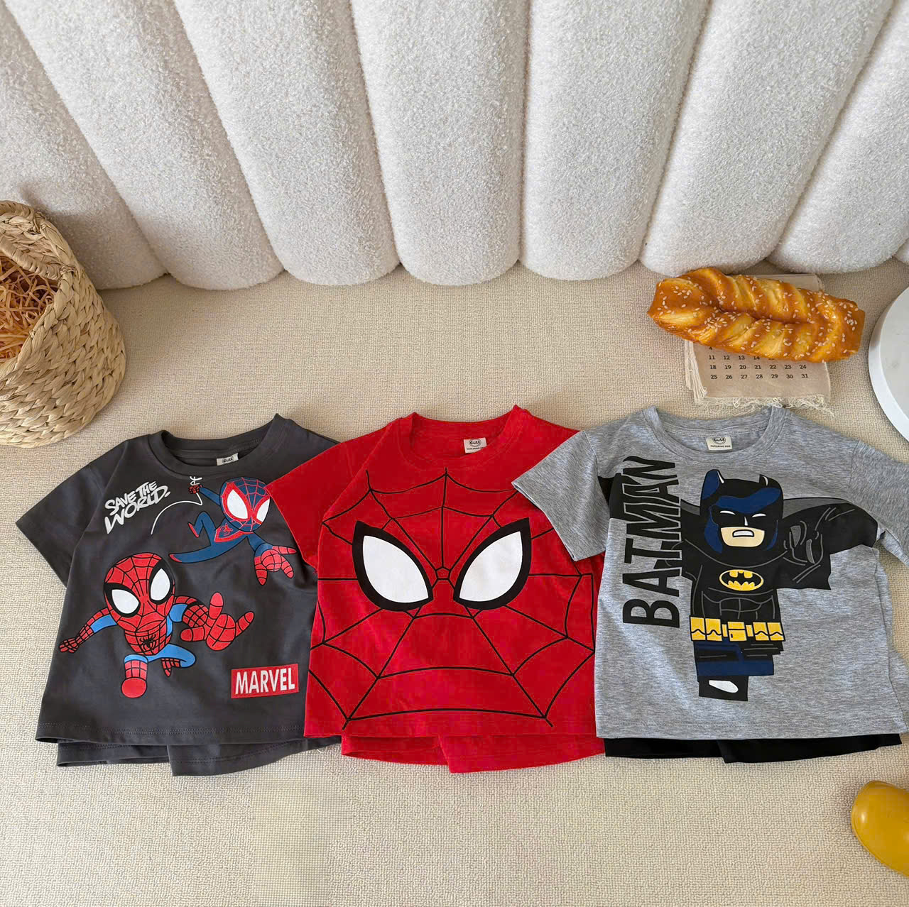 T450 - SET 3 BỘ ĐÙI BÉ TRAI MARVEL BATMAN xám đỏ