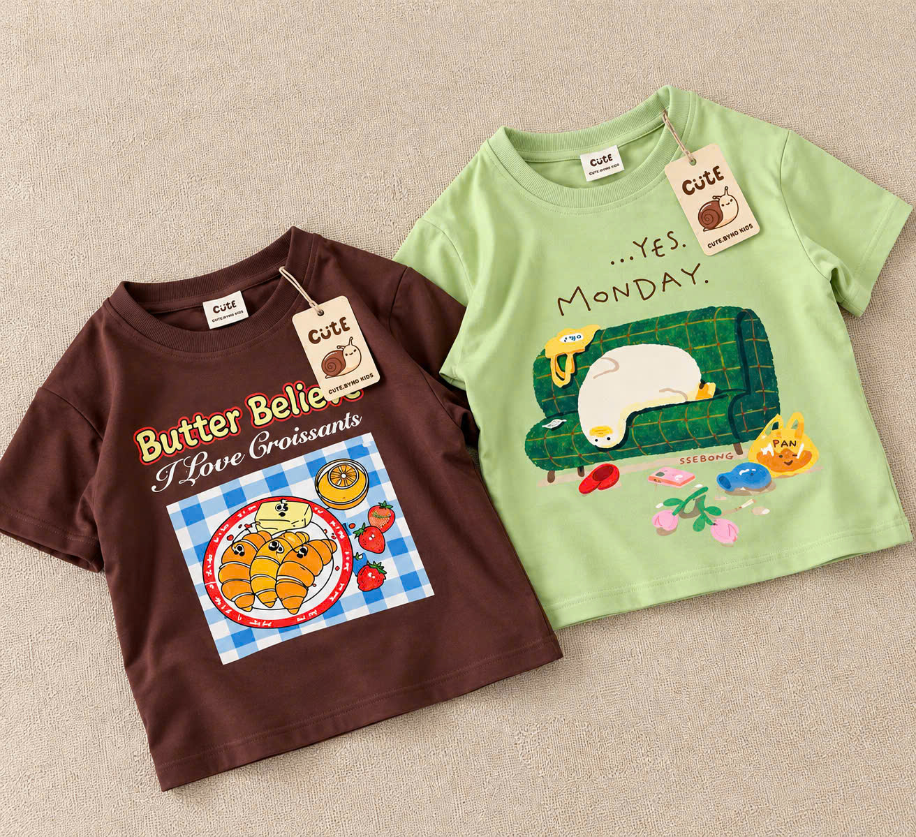 (chờ) T457 - SET 2 BỘ ĐÙI BÉ TRAI Butter Believe QUẦN SỌC nâu xanh