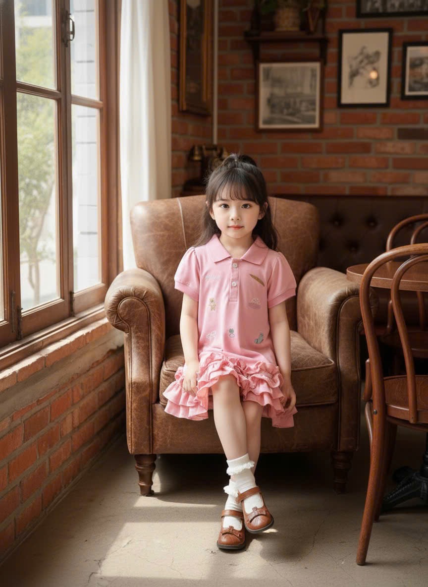 VB567 - VÁY BÉ GÁI POLO CÁ SẤU THÊU GẤU NƠ BÈO GẤU