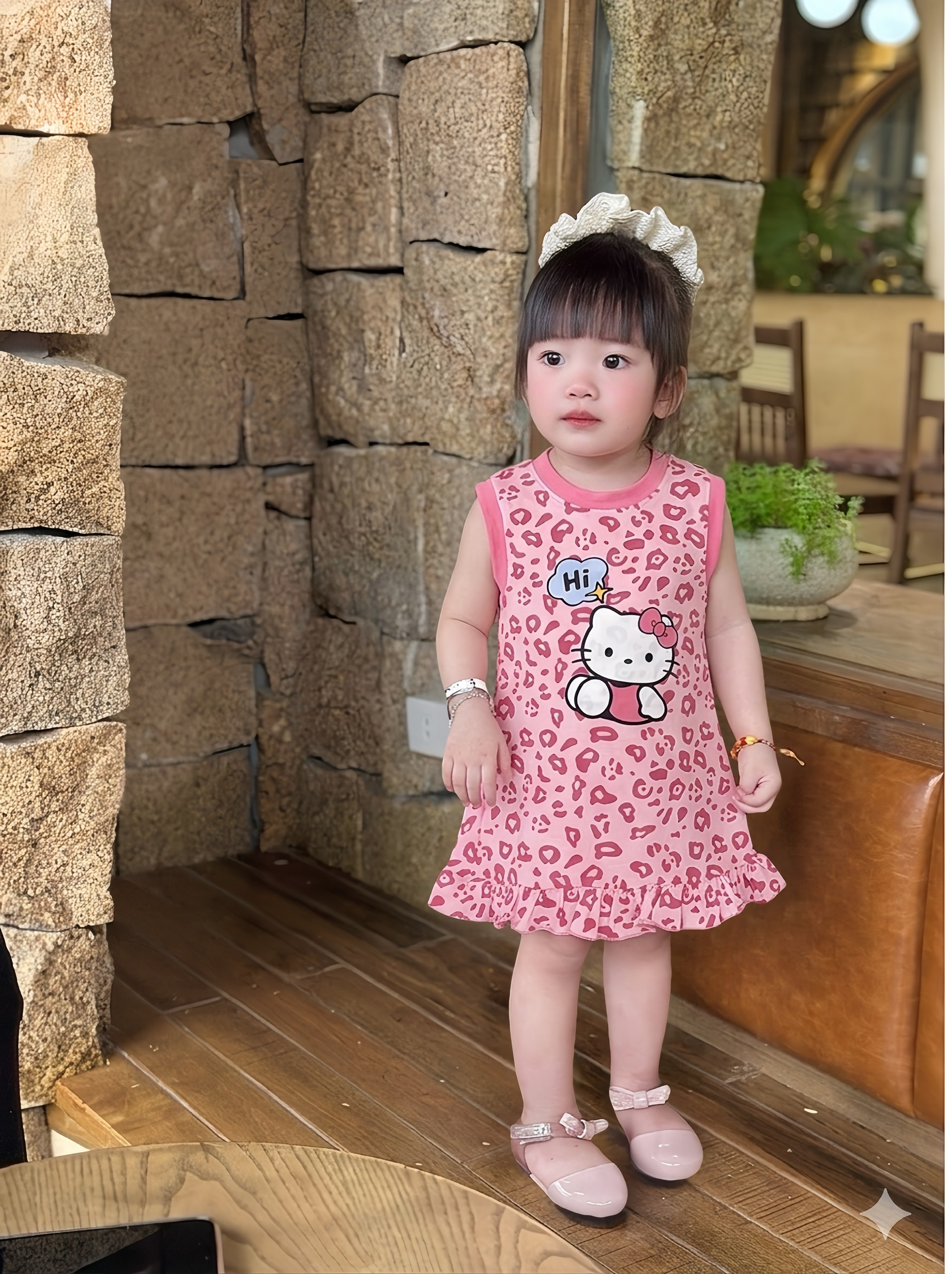 VB570 - SET 2 VÁY BÉ GÁI SÁT NÁCH KITTY HI báo hồng