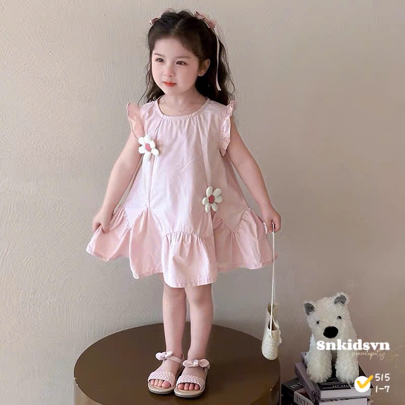 VB575 - VÁY BÉ GÁI THÔ ĐŨI HỒNG ĐÍNH HOA KÈM TÚI