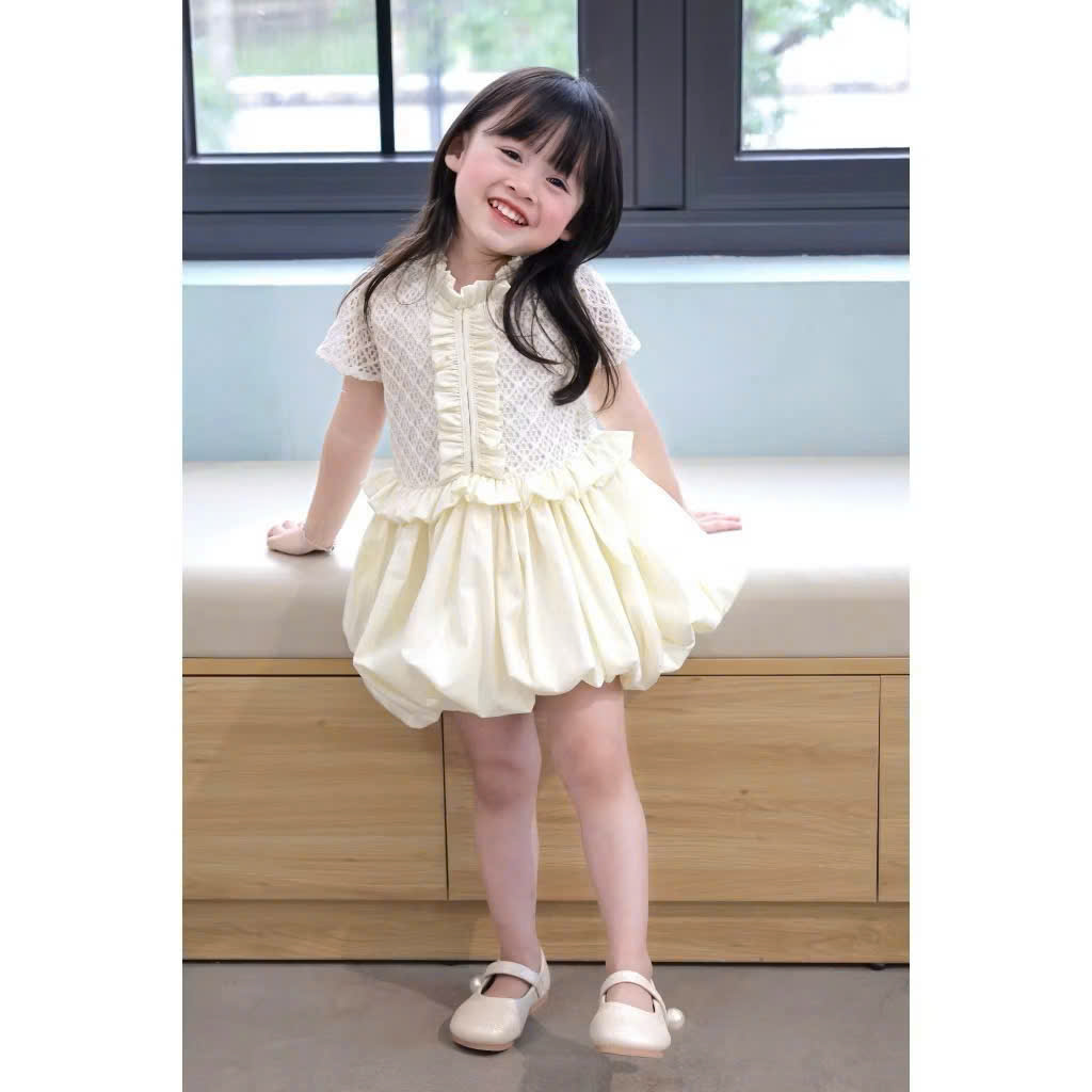 VB579 - VÁY BÉ GÁI REN BE BỒNG GẤU CỔ BÈO