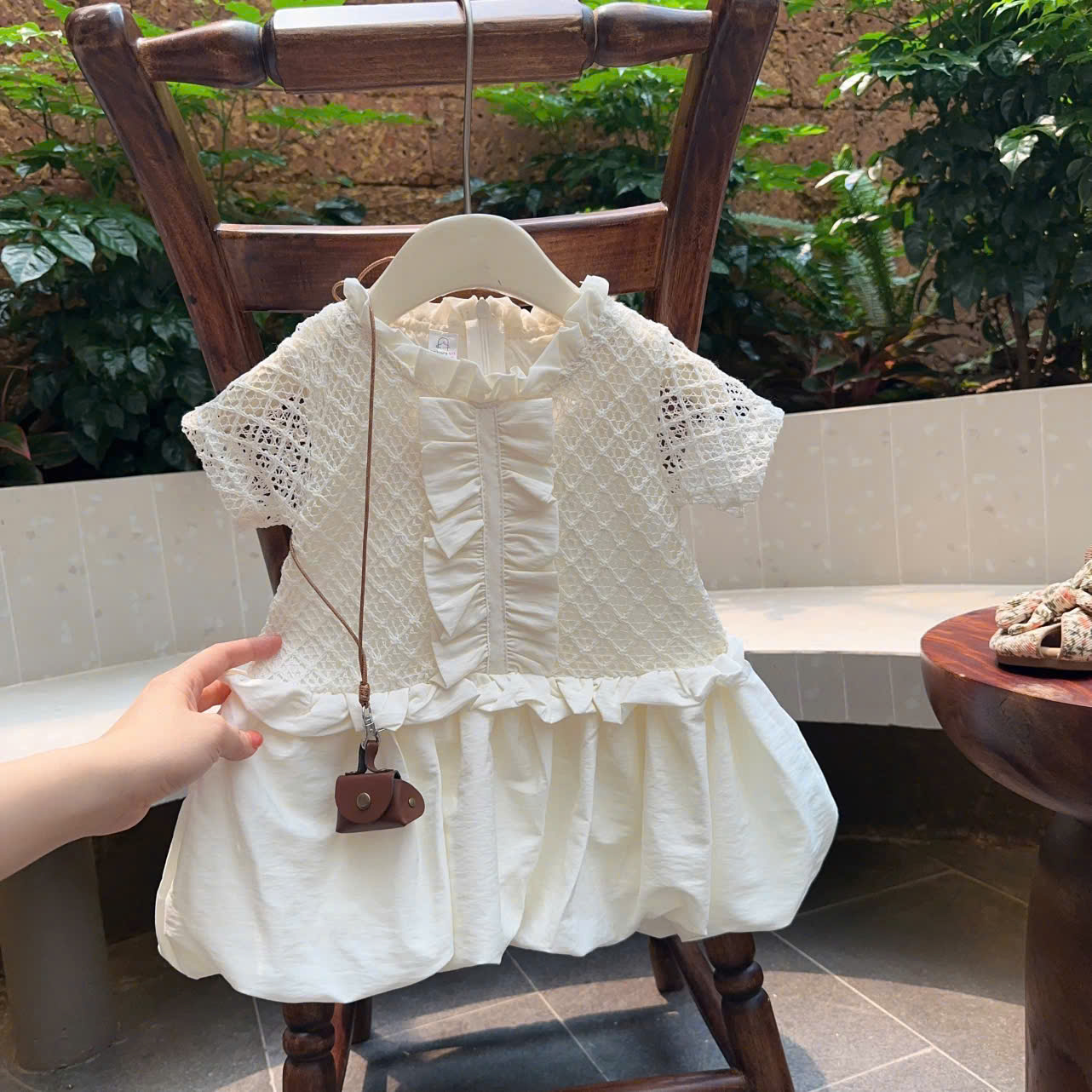 VB579 - VÁY BÉ GÁI REN BE BỒNG GẤU CỔ BÈO