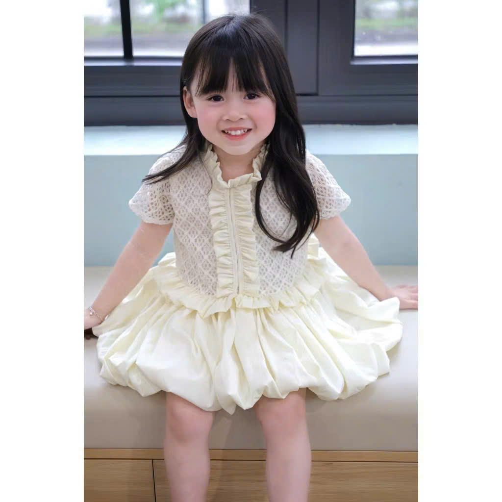 VB579 - VÁY BÉ GÁI REN BE BỒNG GẤU CỔ BÈO