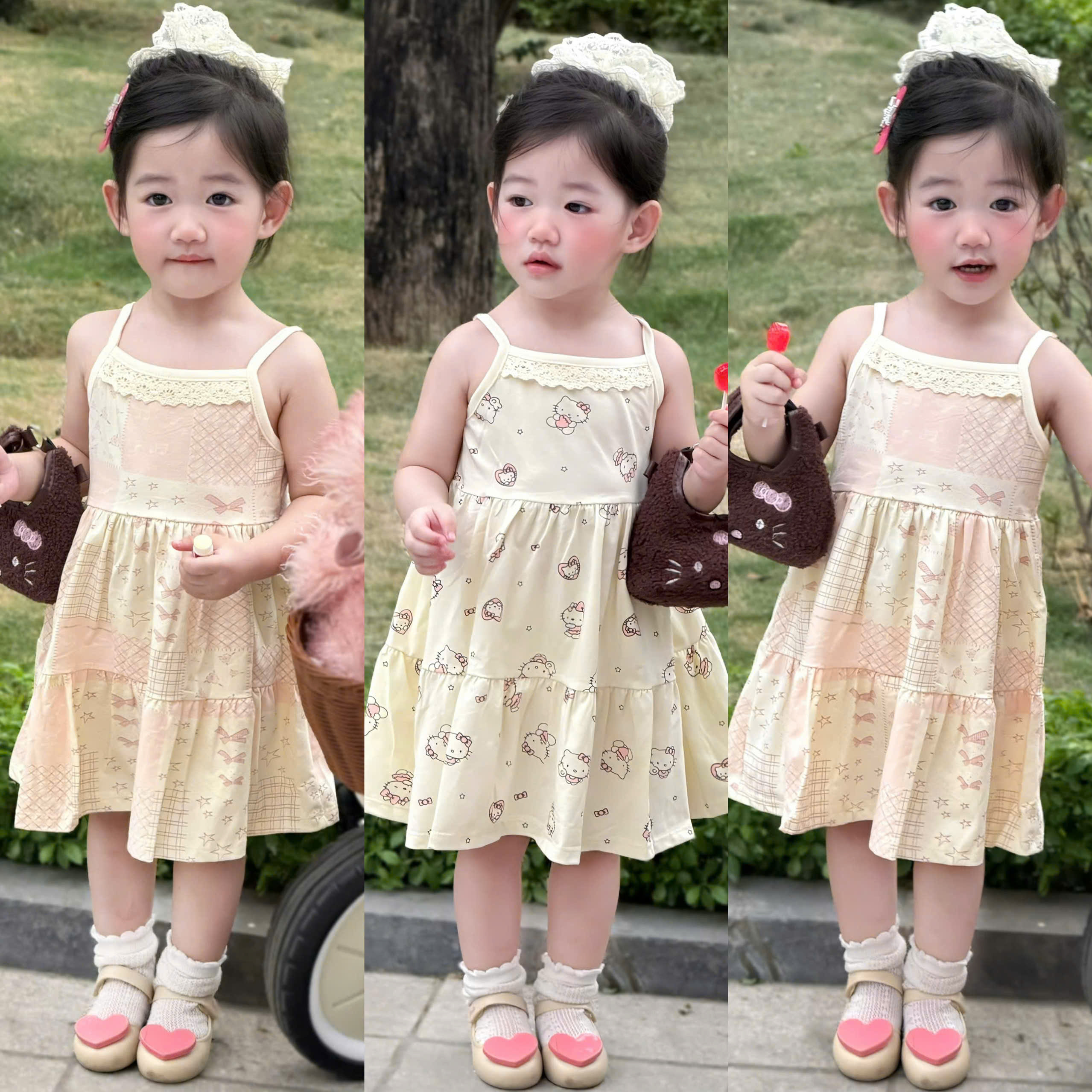 VB583 - SET 2 VÁY BÉ GÁI 2S KITTY THỔ CẨM