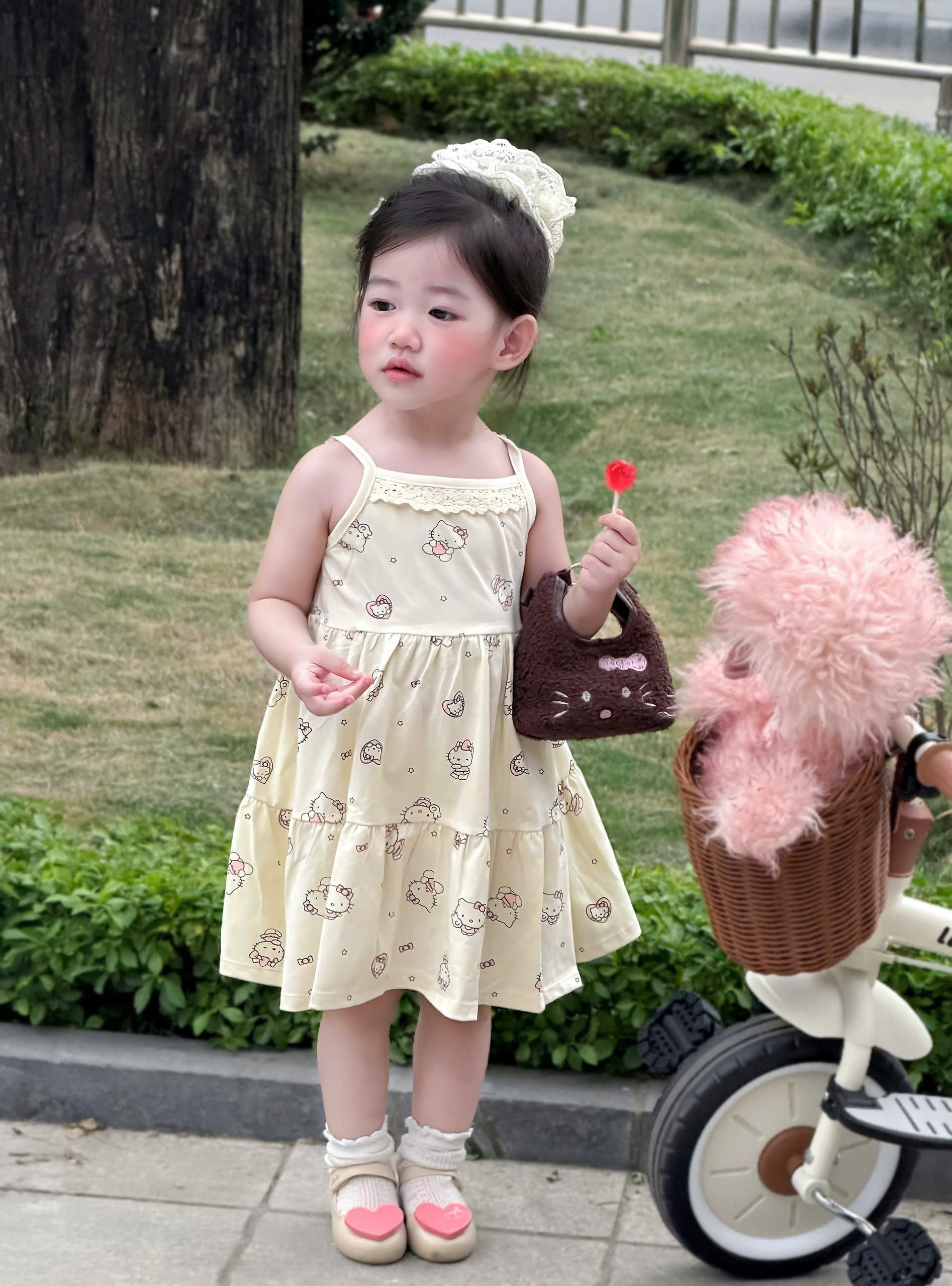 VB583 - SET 2 VÁY BÉ GÁI 2S KITTY THỔ CẨM