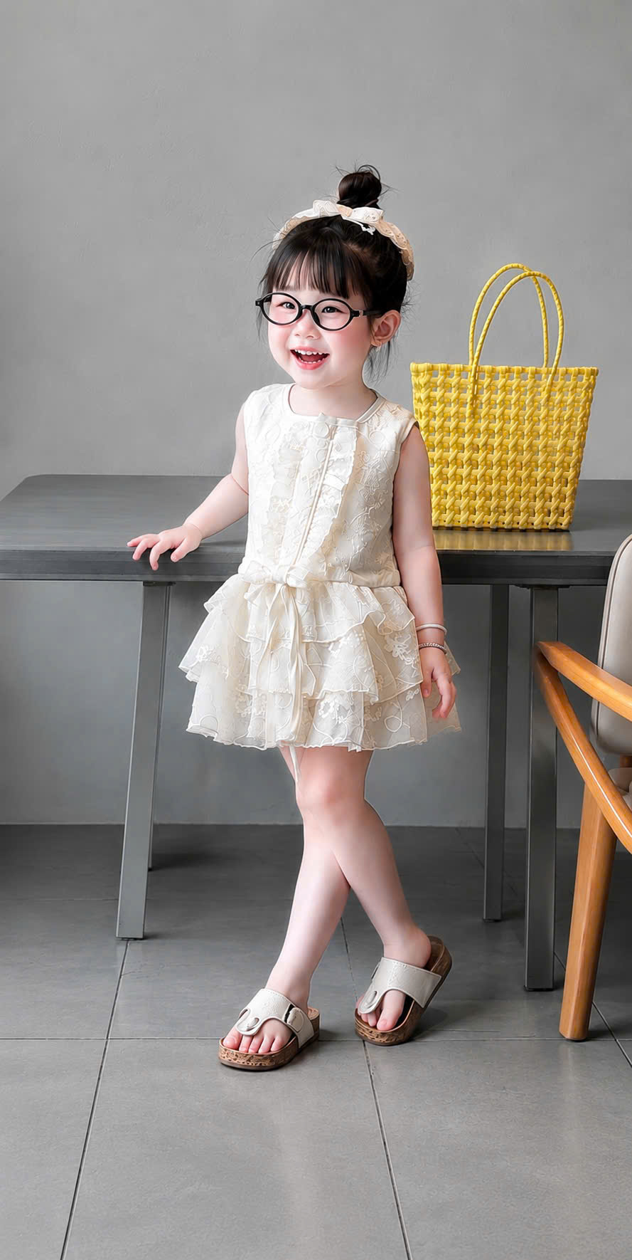 VB599 - VÁY BÉ GÁI REN BE SÁT NÁCH XẾP TẦNG