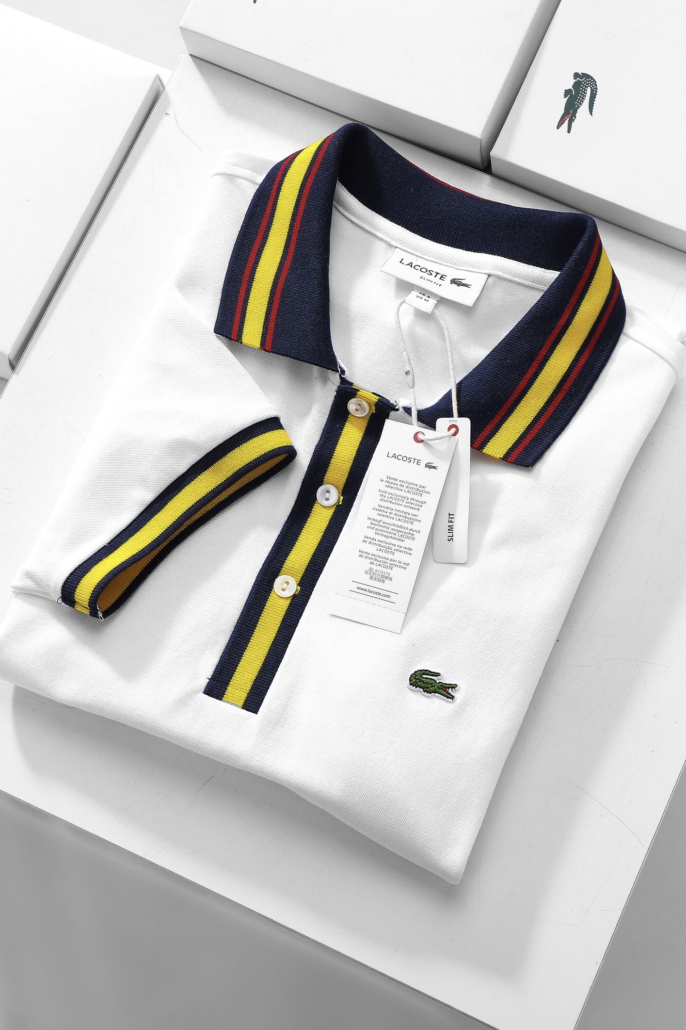 Áo polo nam LCSTE phối viền 61-Trắng-L