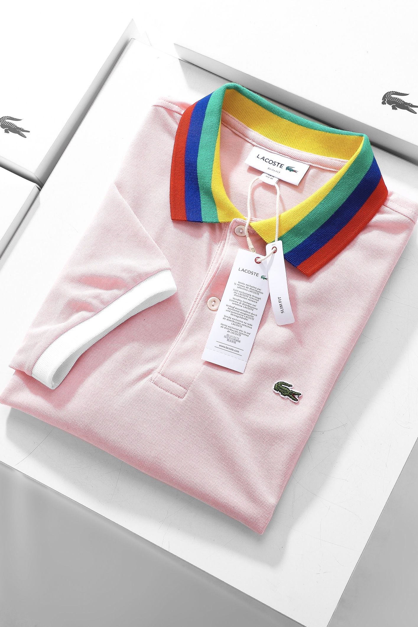 Áo polo nam LCSTE phối viền 44-Hồng nhạt-XL