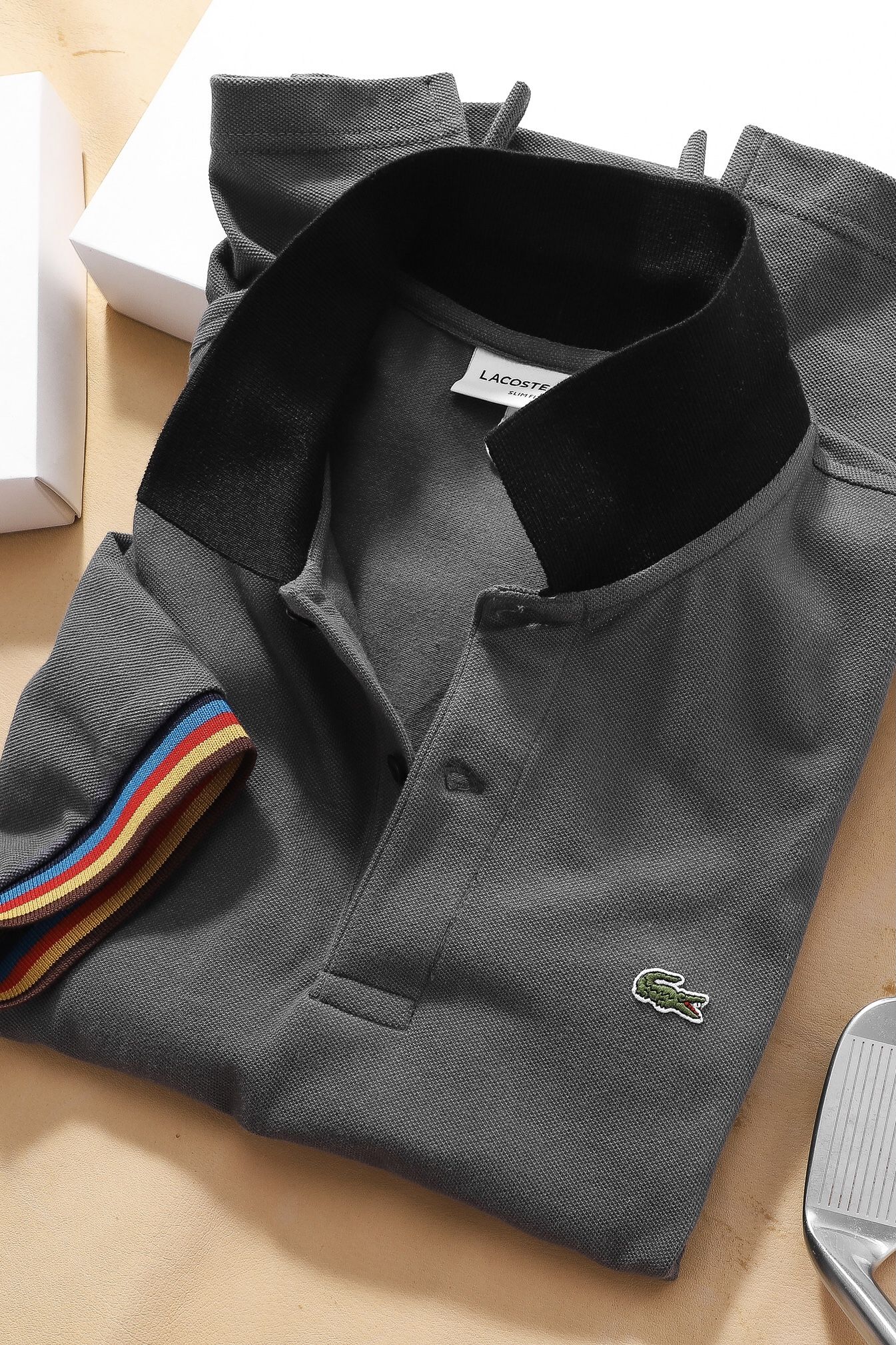 Áo polo nam LCSTE phối viền 66-Xám chì-XXXL