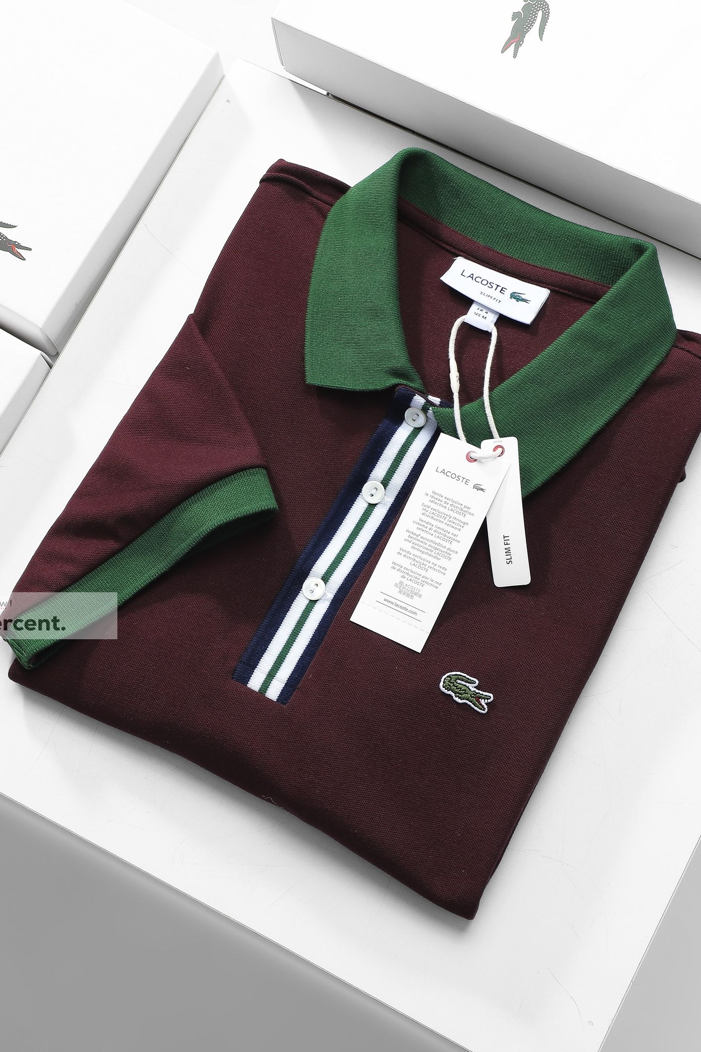 Áo polo nam LCSTE phối viền 65-Đỏ mận-XL