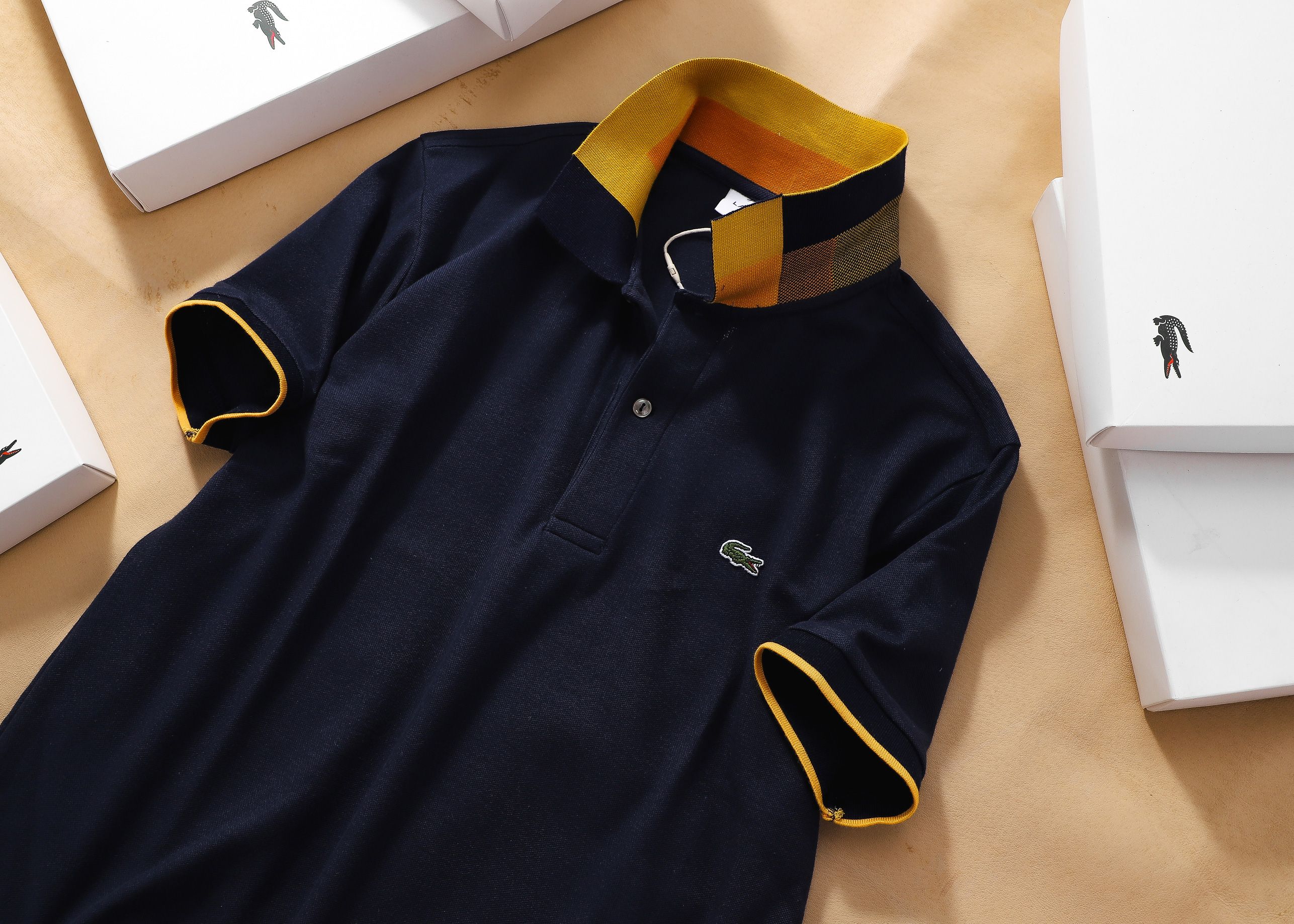 Áo polo nam LCSTE phối viền 50-Xanh navy