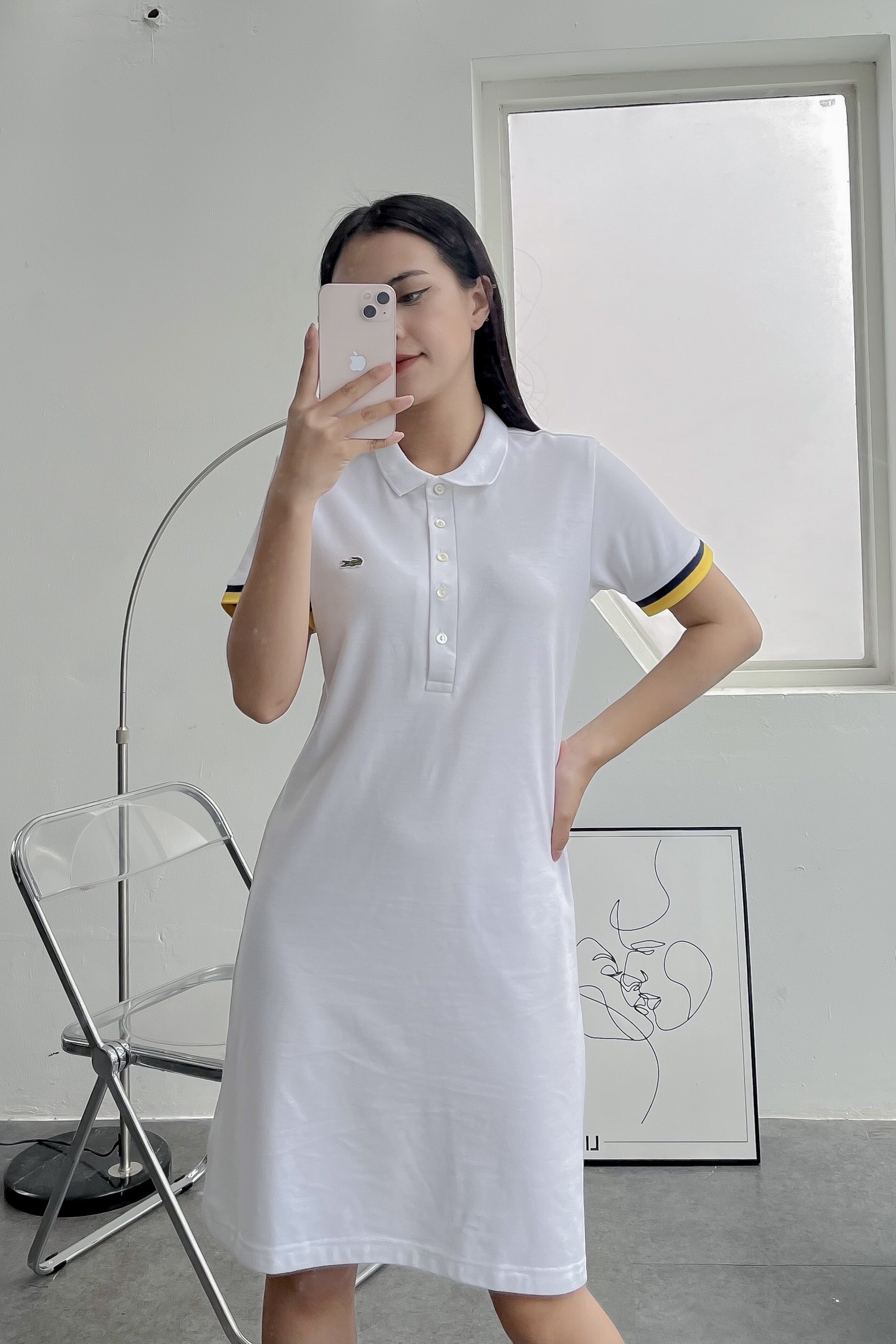 Váy polo nữ LCSTE phối viền 13-Trắng