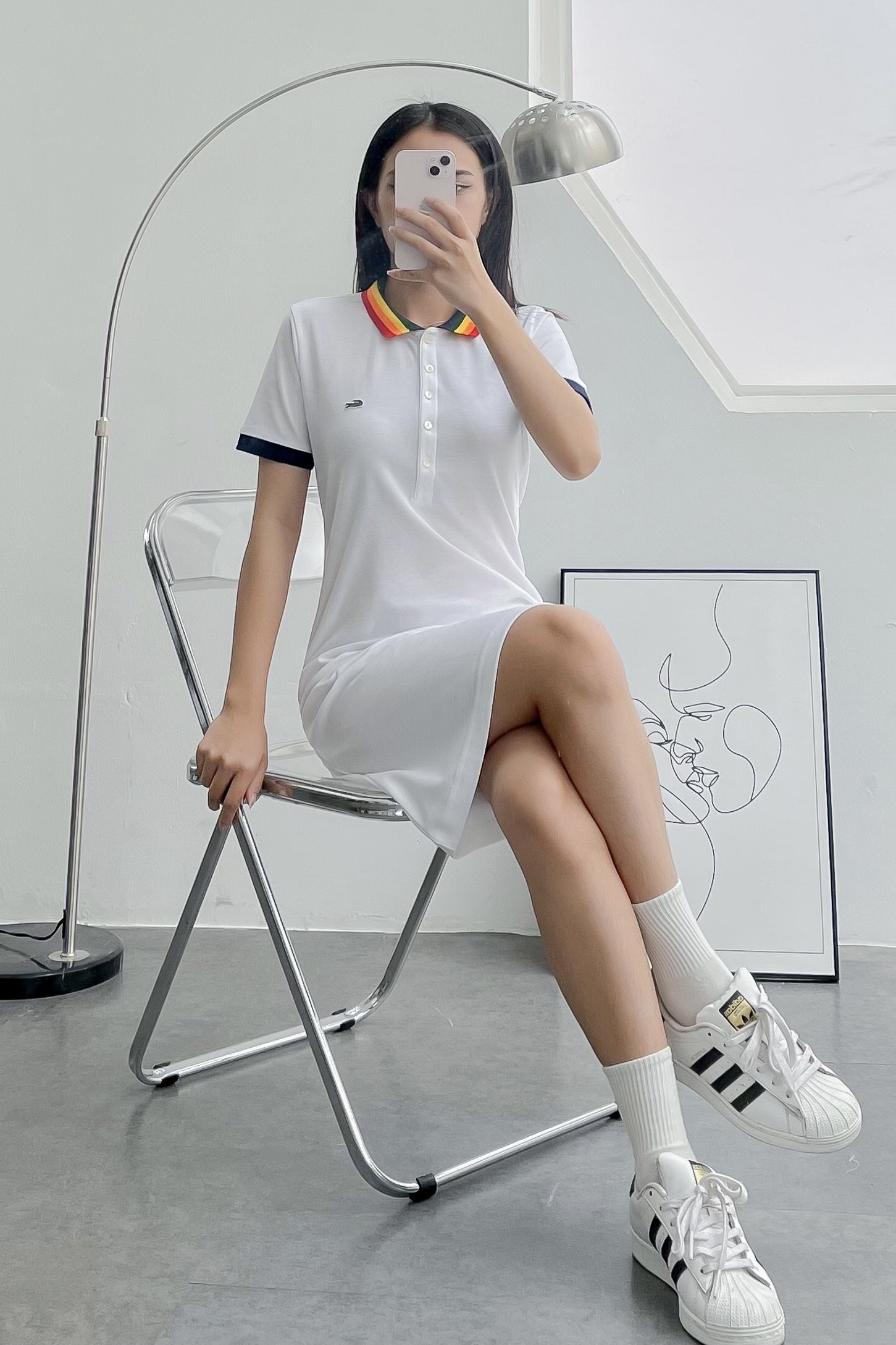 Váy polo nữ LCSTE phối viền 75-Trắng-XL