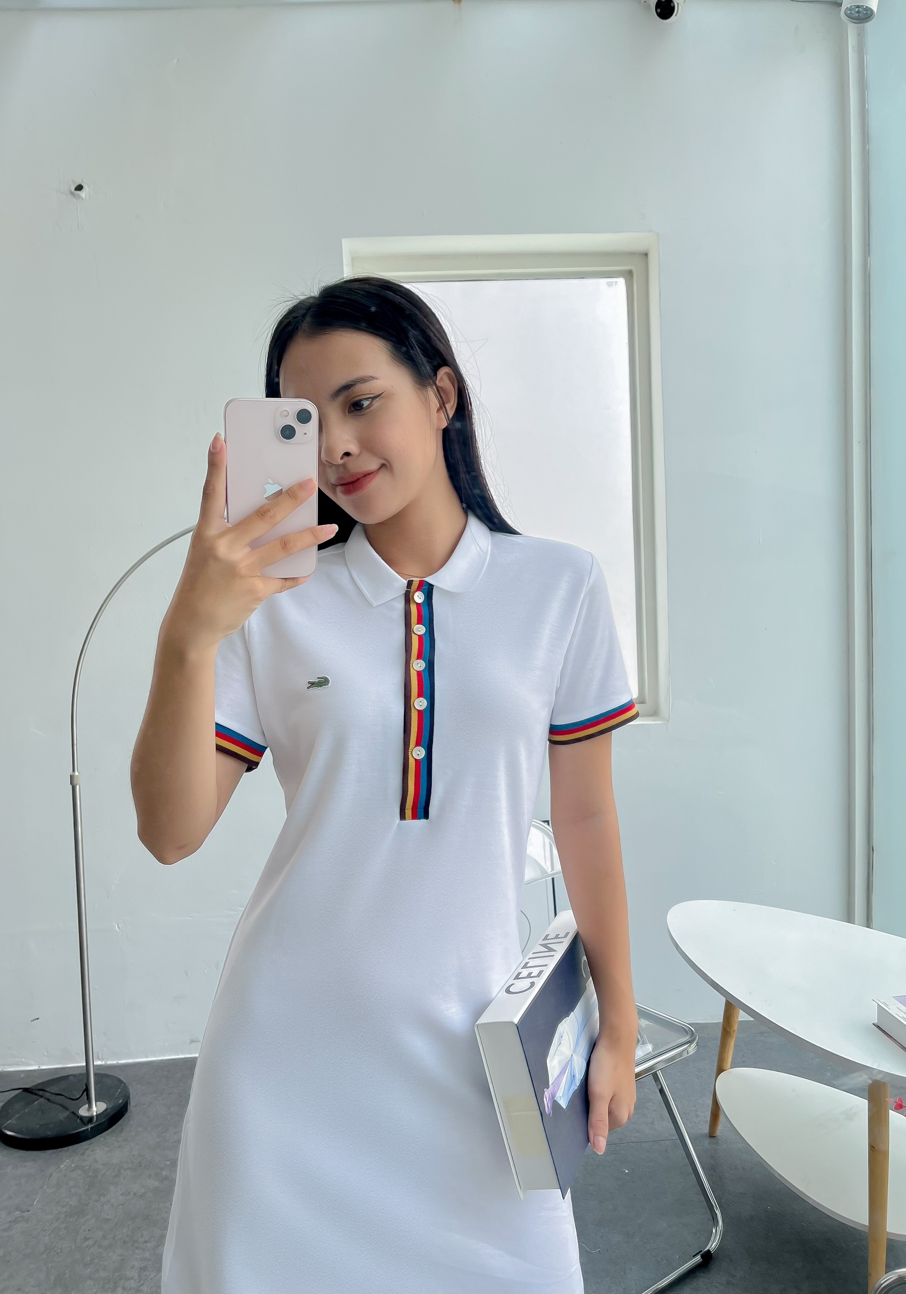 Váy polo nữ LCSTE phối viền 71-Trắng