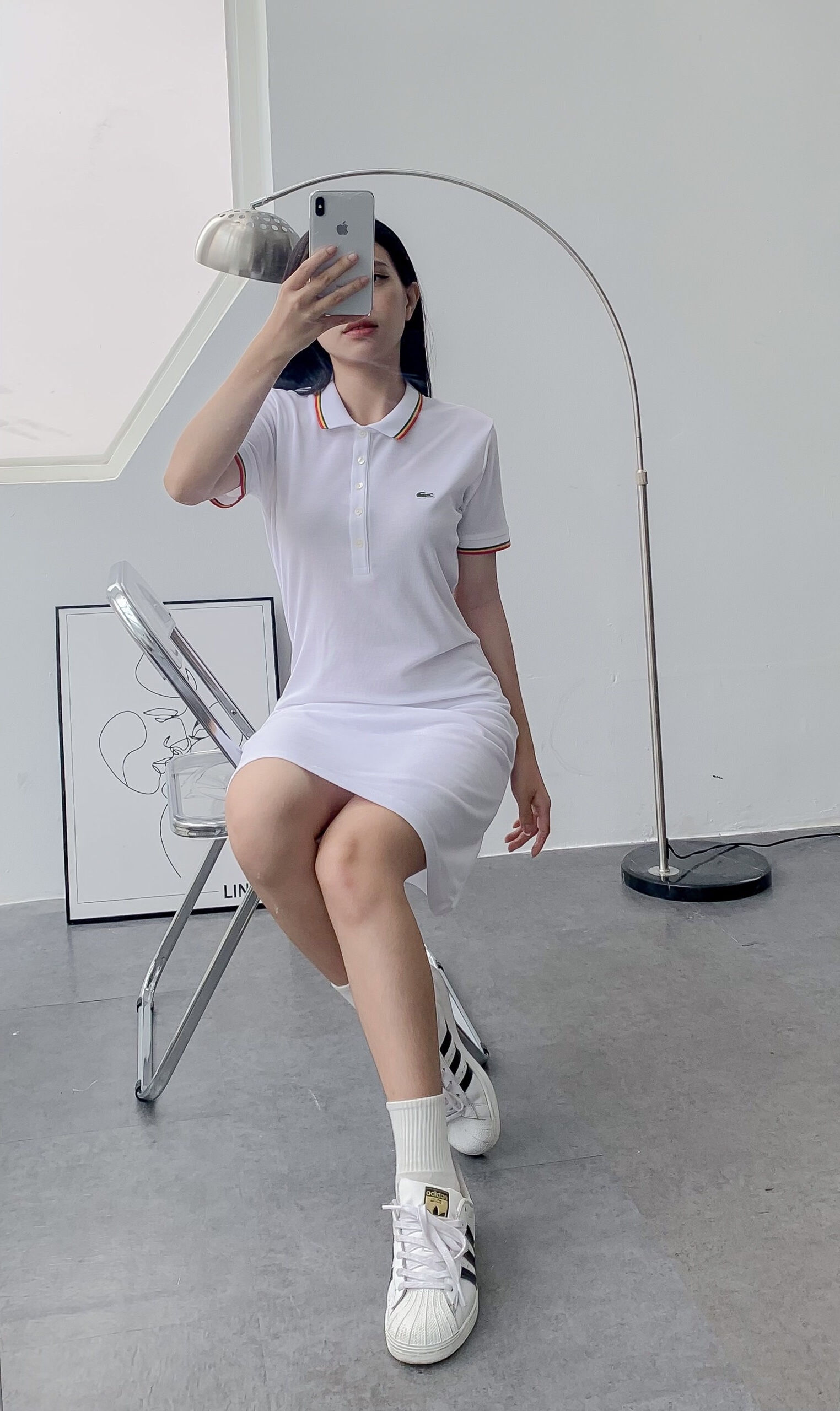 Váy polo nữ LCSTE phối viền 20-Trắng