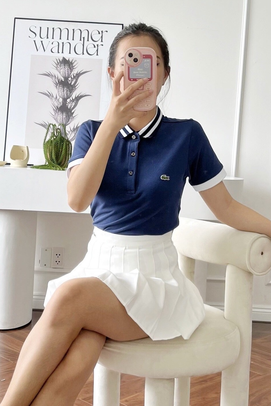 Áo polo nữ LCSTE phối viền 48-Xanh navy