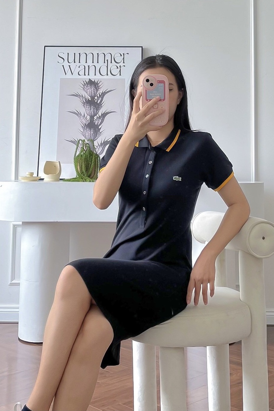 Váy polo nữ LCSTE phối viền 64-Đen