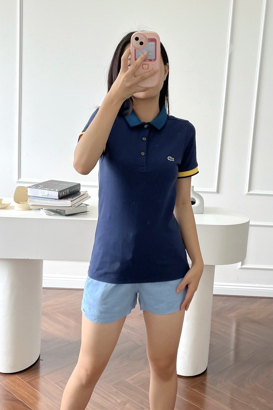 Áo polo nữ LCSTE phối viền 57-Xanh navy