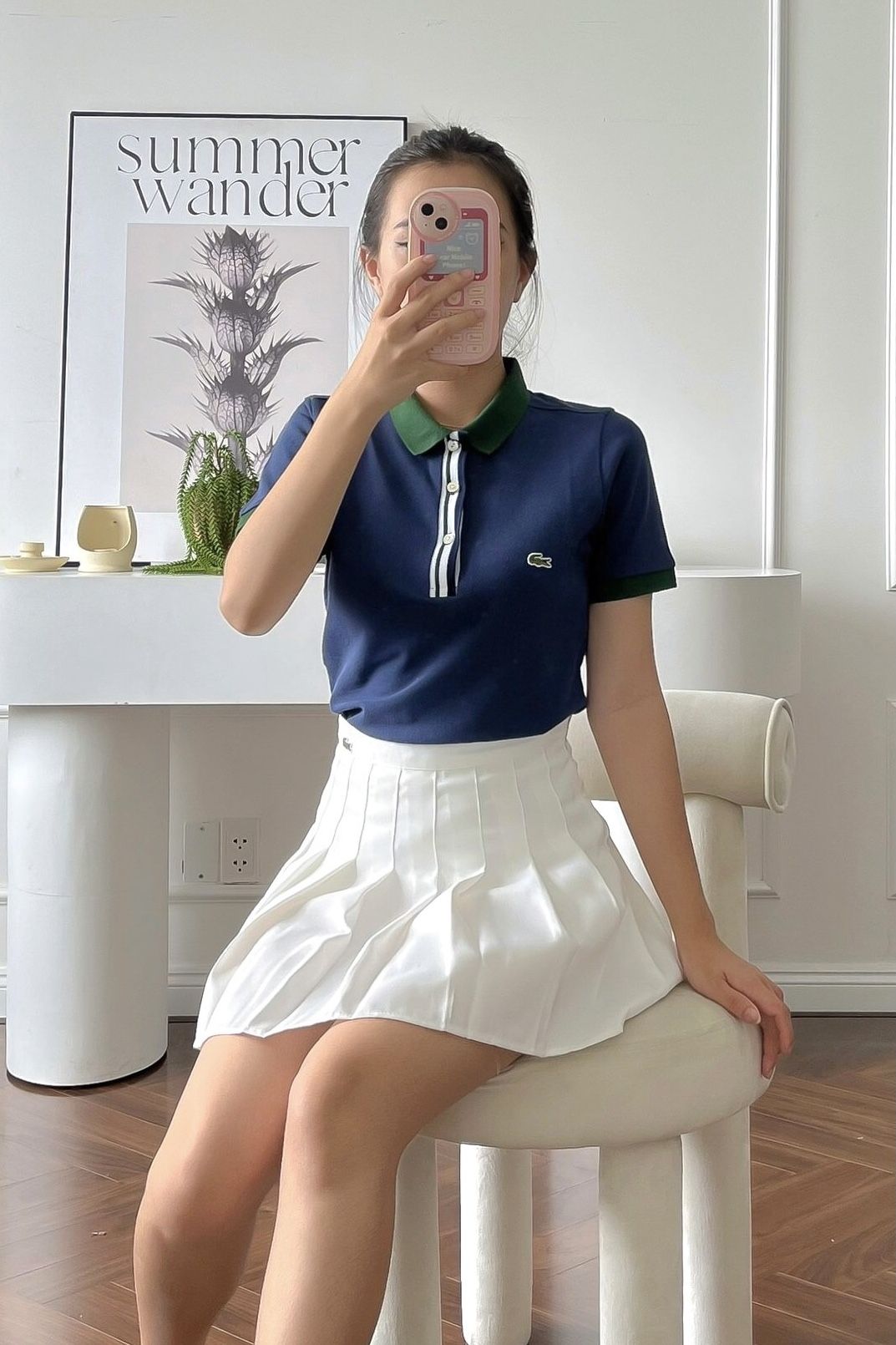 Áo polo nữ LCSTE phối viền 65-Xanh navy