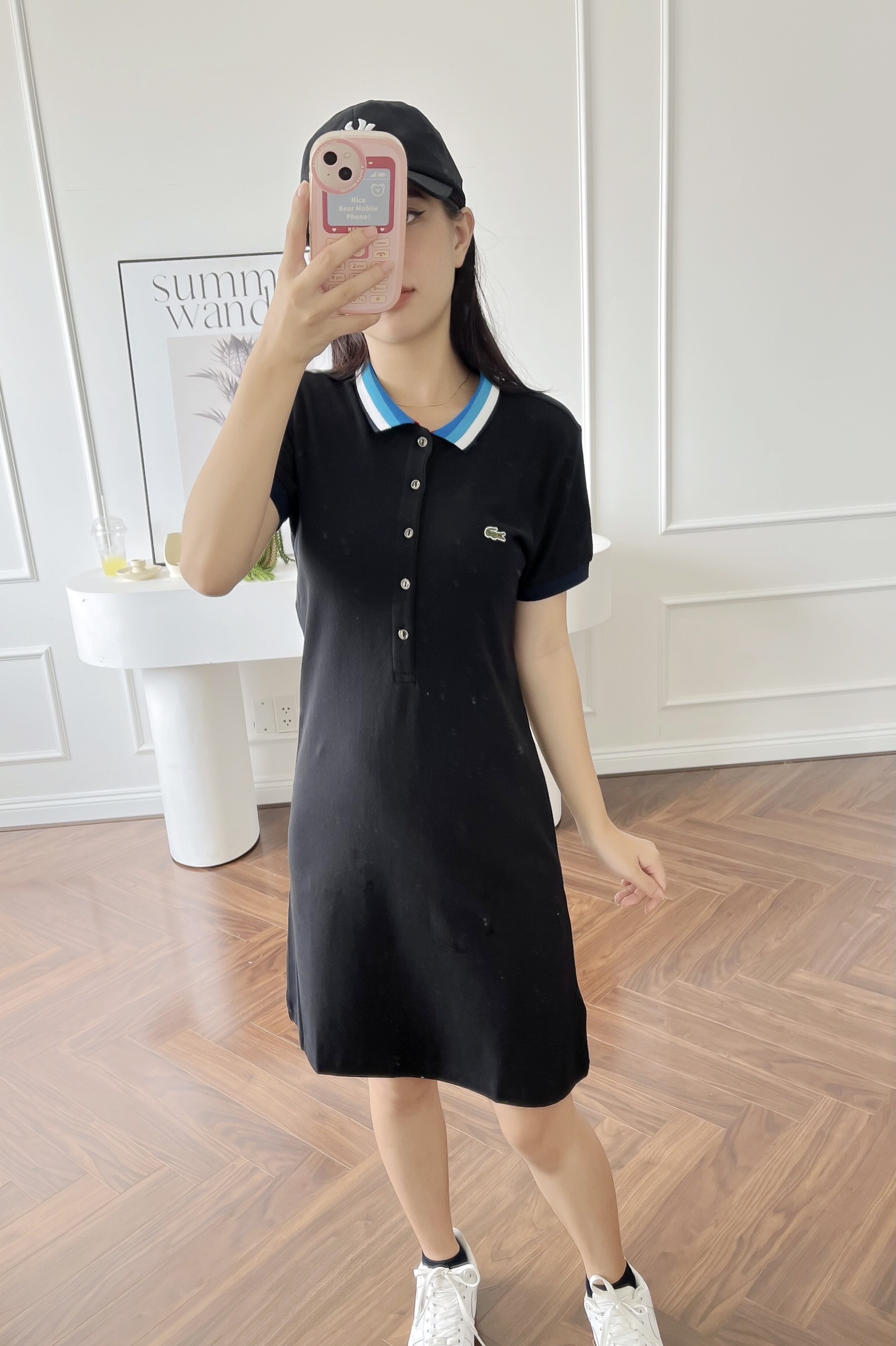 Váy polo nữ LCSTE phối viền 55-Đen