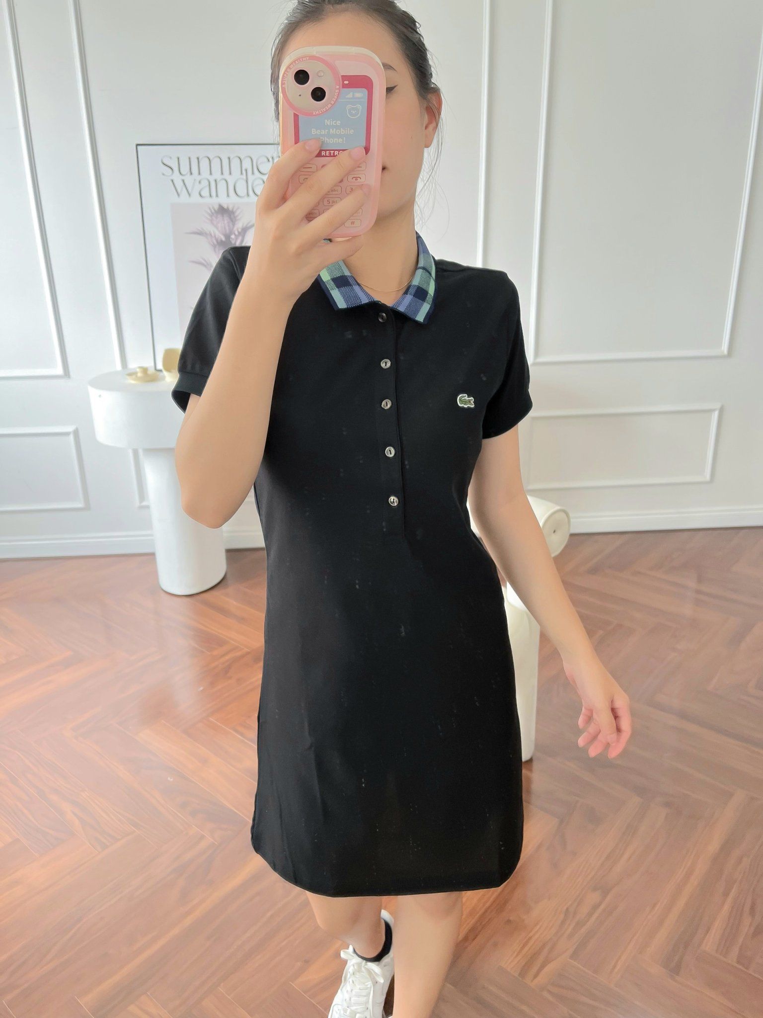 Váy polo nữ LCSTE phối viền 70-Đen