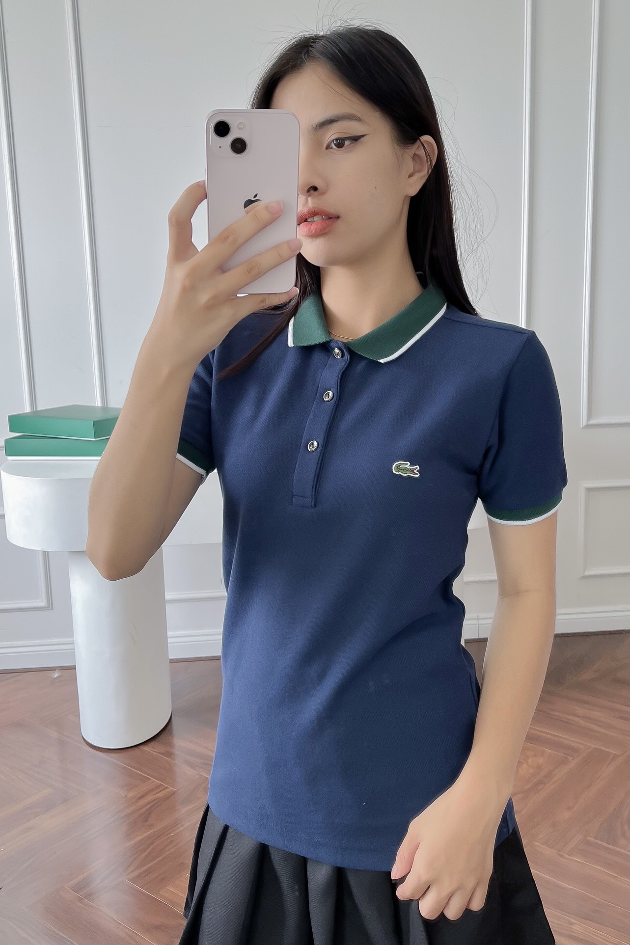 Áo polo nữ LCSTE phối viền 22-Xanh navy