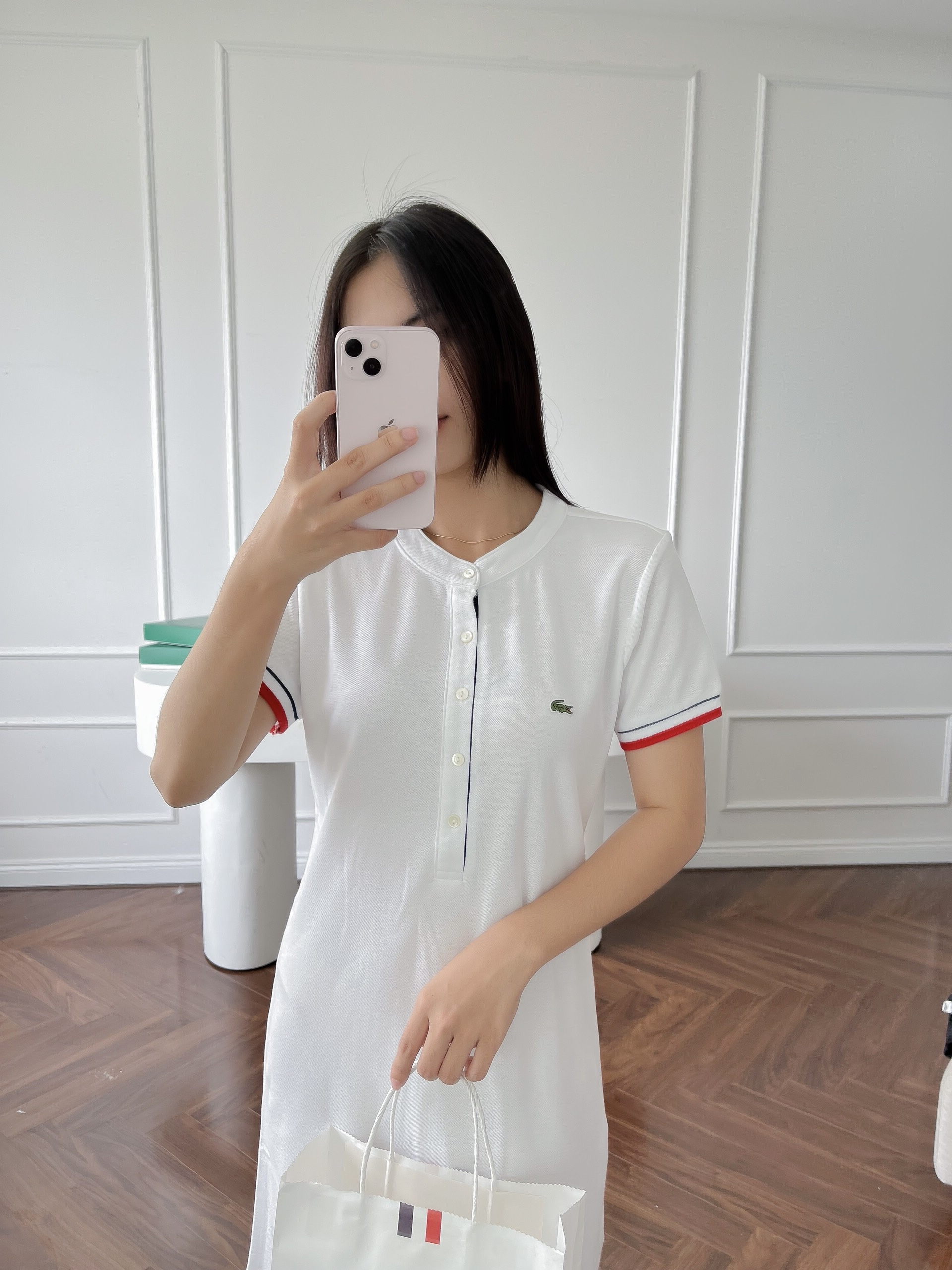 Váy polo nữ LCSTE phối viền 93-Trắng