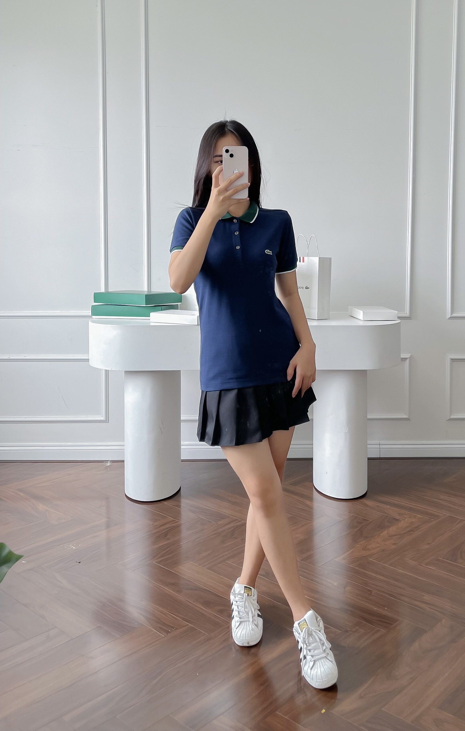 Áo polo nữ LCSTE phối viền 22-Xanh navy