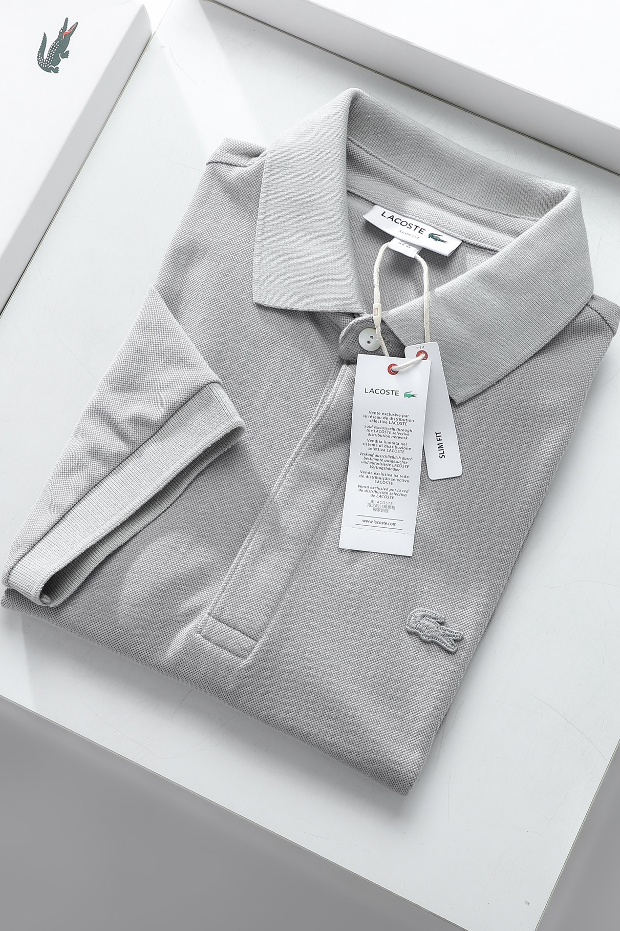 Áo polo nam LCSTE phối trơn CÁ GHI NẸP CHE-Ghi-XL
