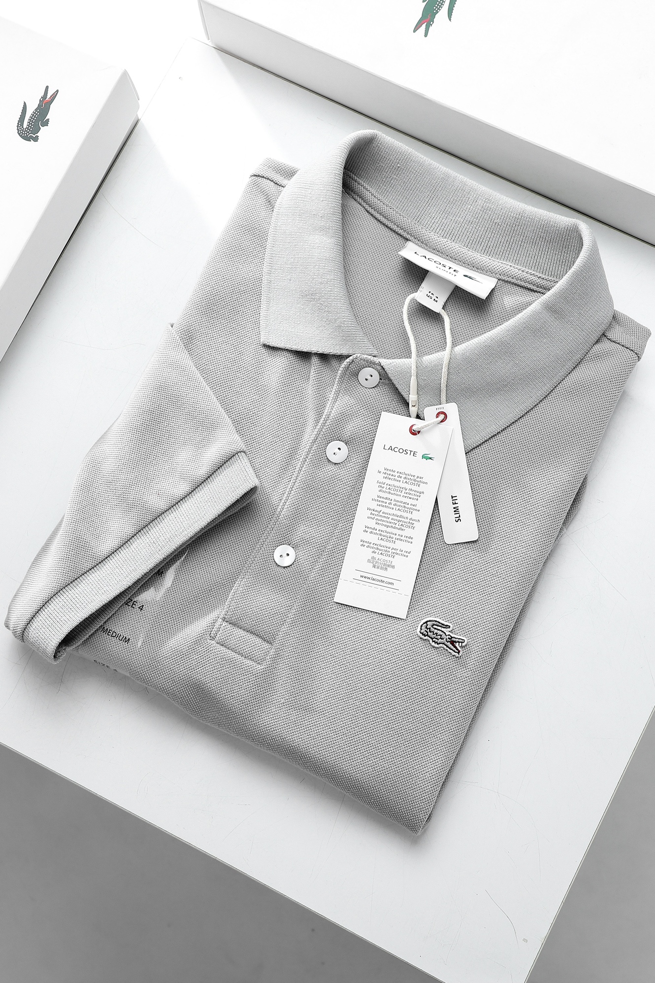 Áo polo nam LCSTE phối trơn CÁ XÁM 3 KHUY-Ghi-XL