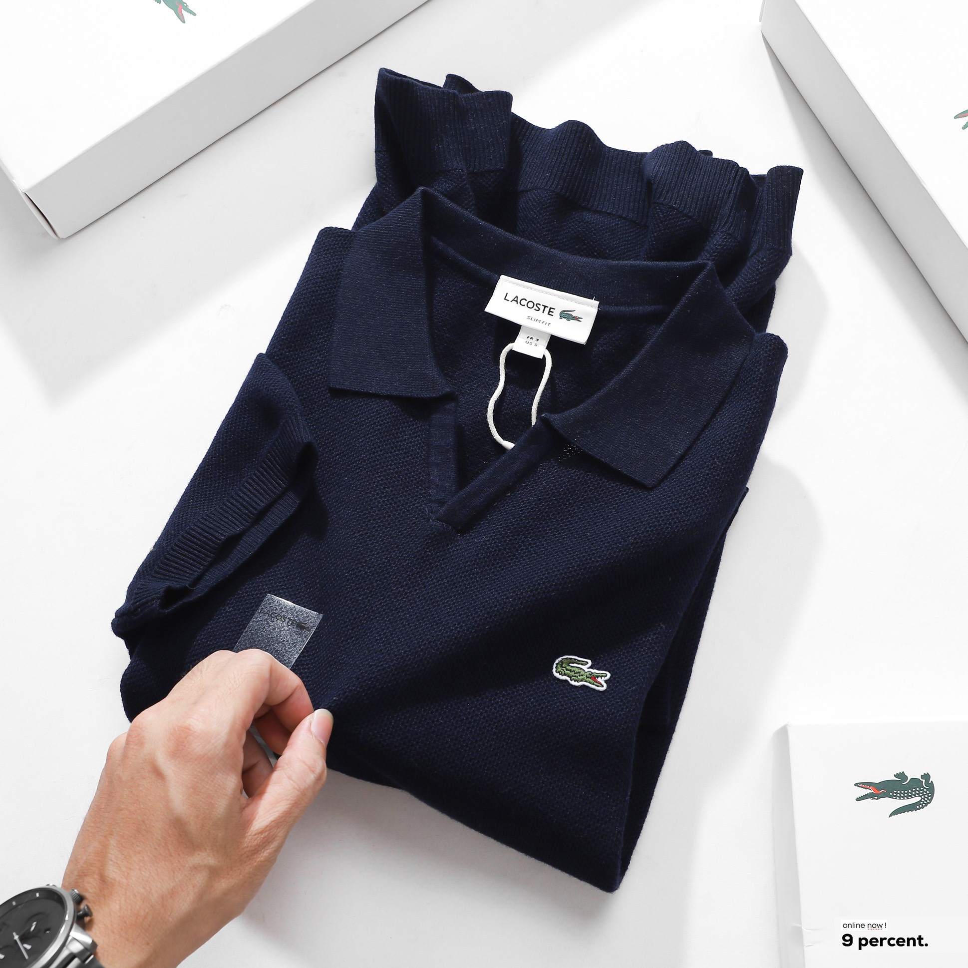 Áo polo len LCSTE cổ chữ V (1512) - Navy