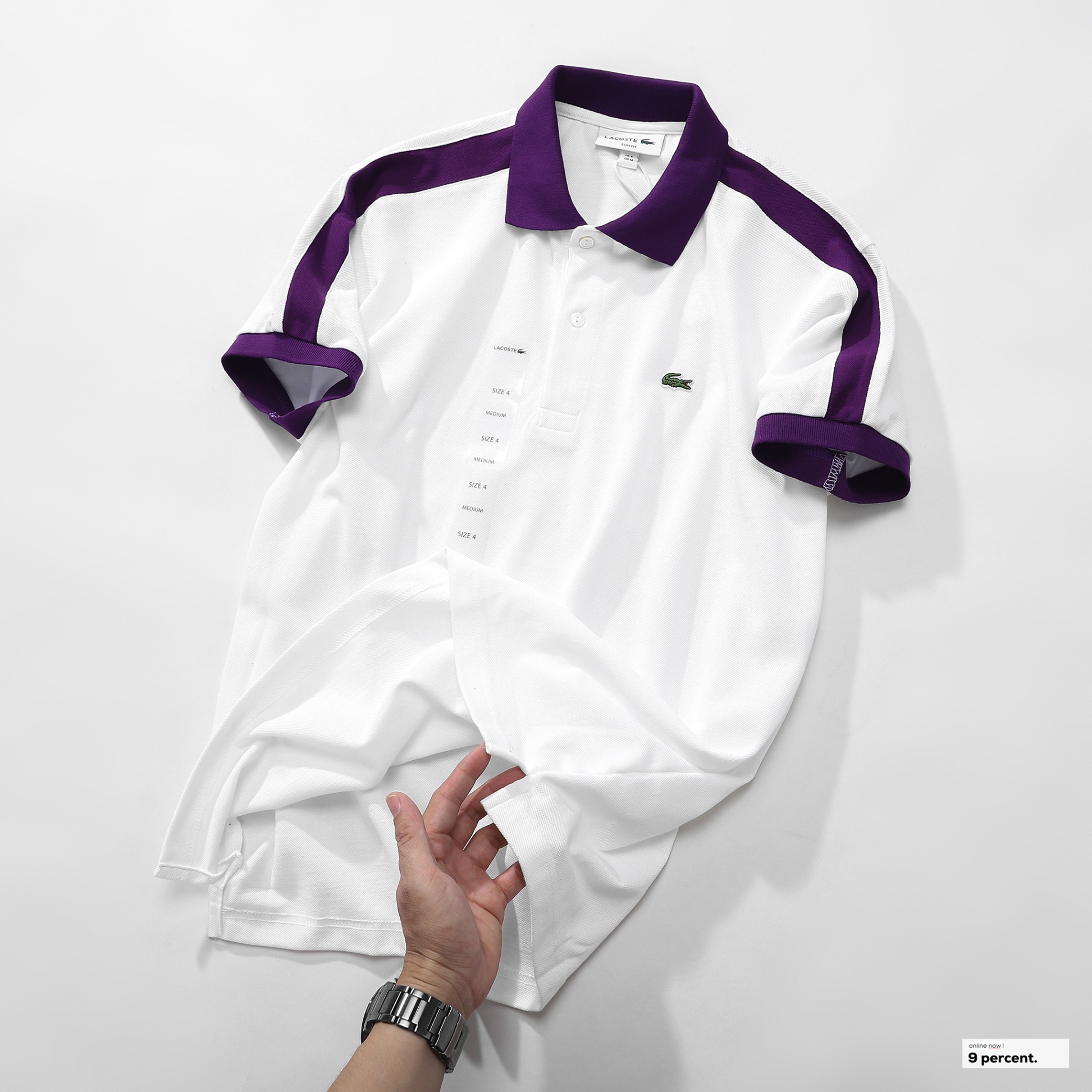 Áo polo nam LCSTE phối viền 103-Trắng viền tím