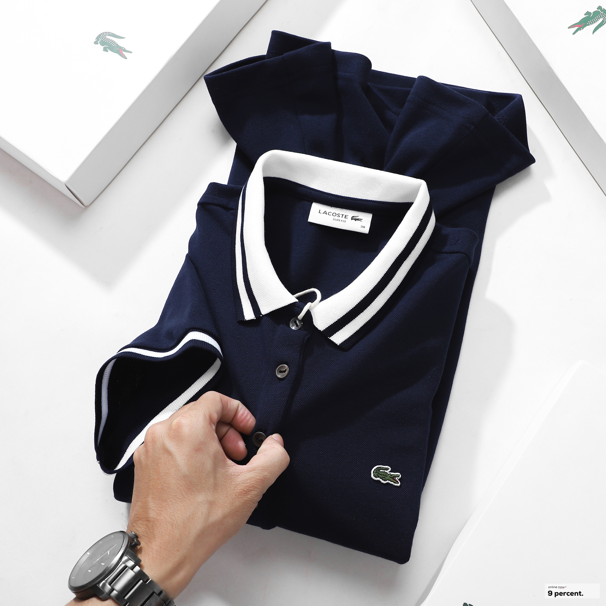 Váy polo nữ LCSTE phối viền 100-Xanh navy