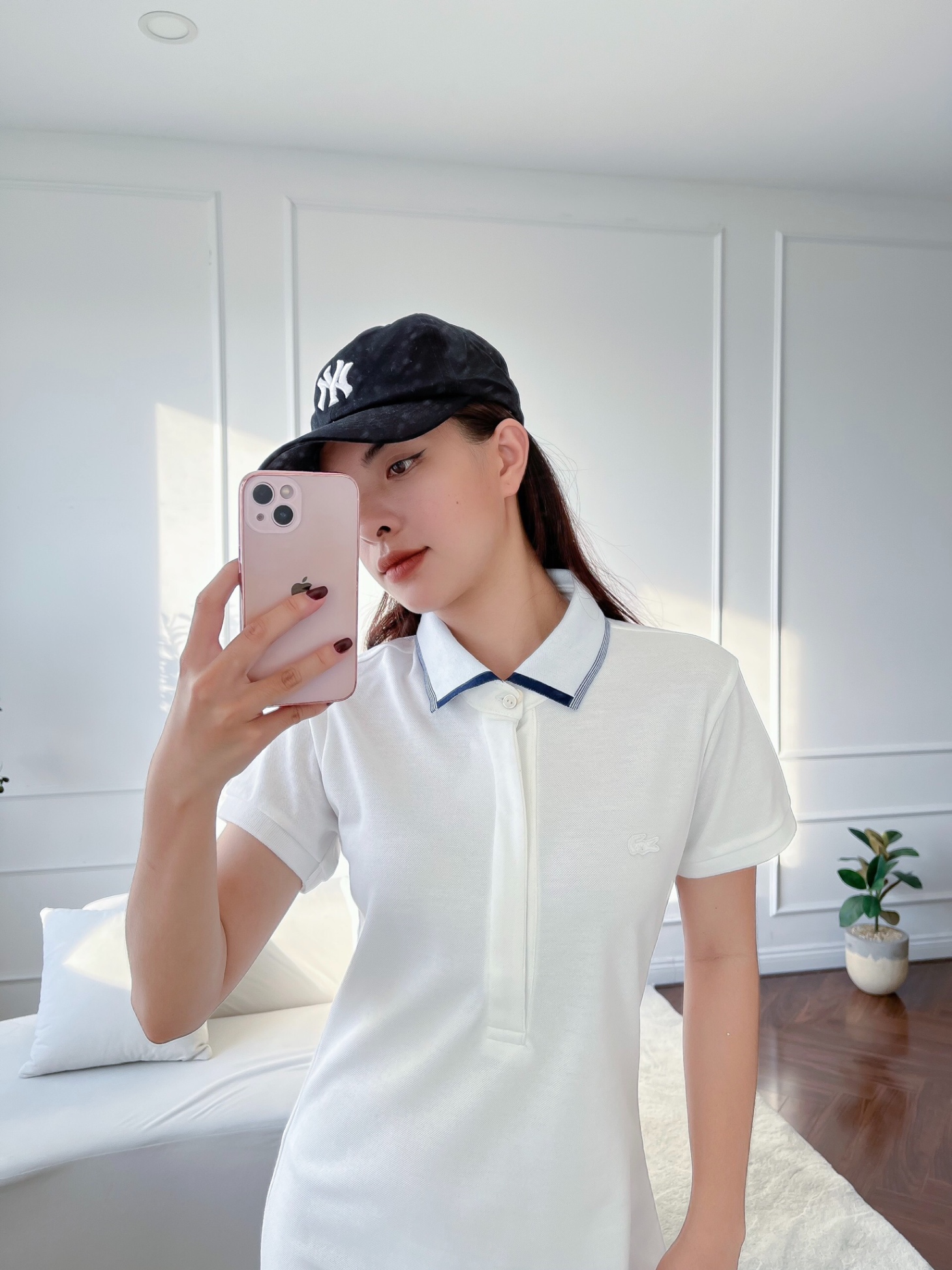 Váy polo nữ LCSTE phối viền 35 NẸP CHE-Trắng